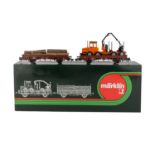 MÄRKLIN Güterwagenset "Forstzug" 85853, Spur 1,bestehend aus 2 Niederbordwagen, beladen mit