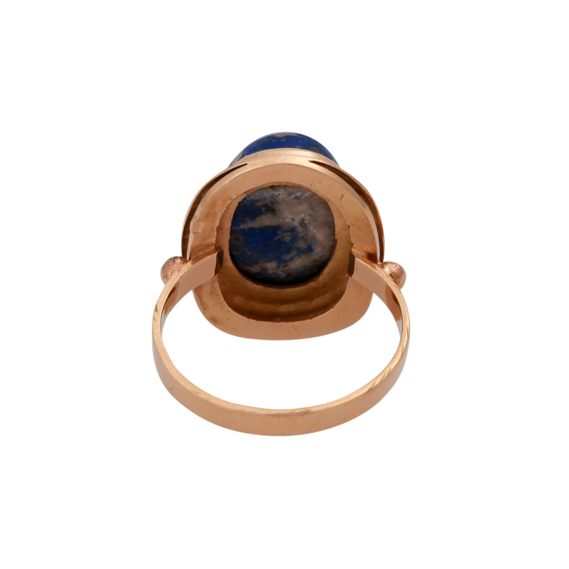 Ring mit Lapislazuli- Cabochon, - Bild 4 aus 4