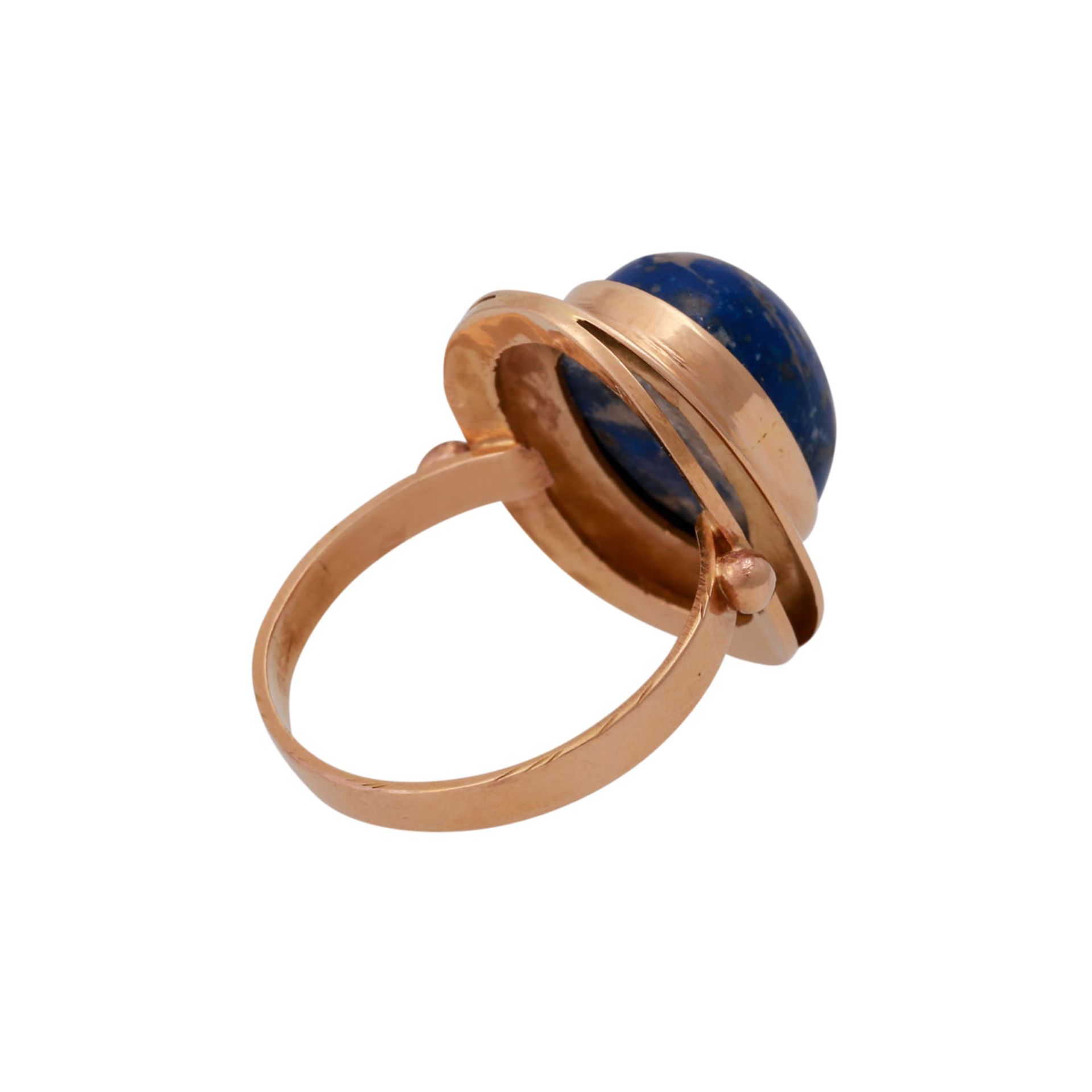 Ring mit Lapislazuli- Cabochon, - Bild 3 aus 4