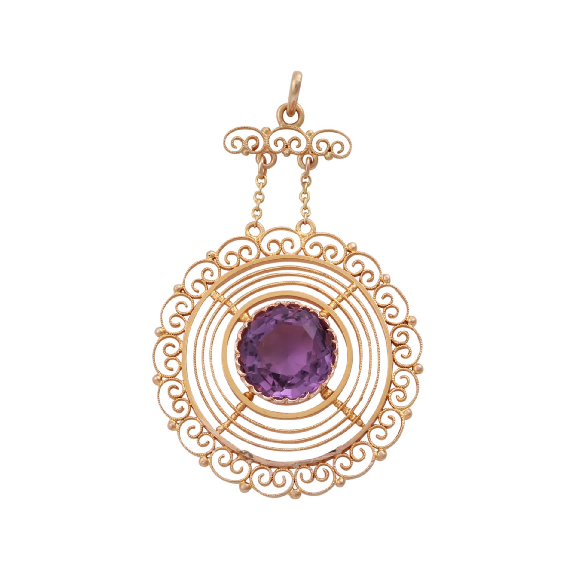 Filigraner Anhänger mit Amethyst,<