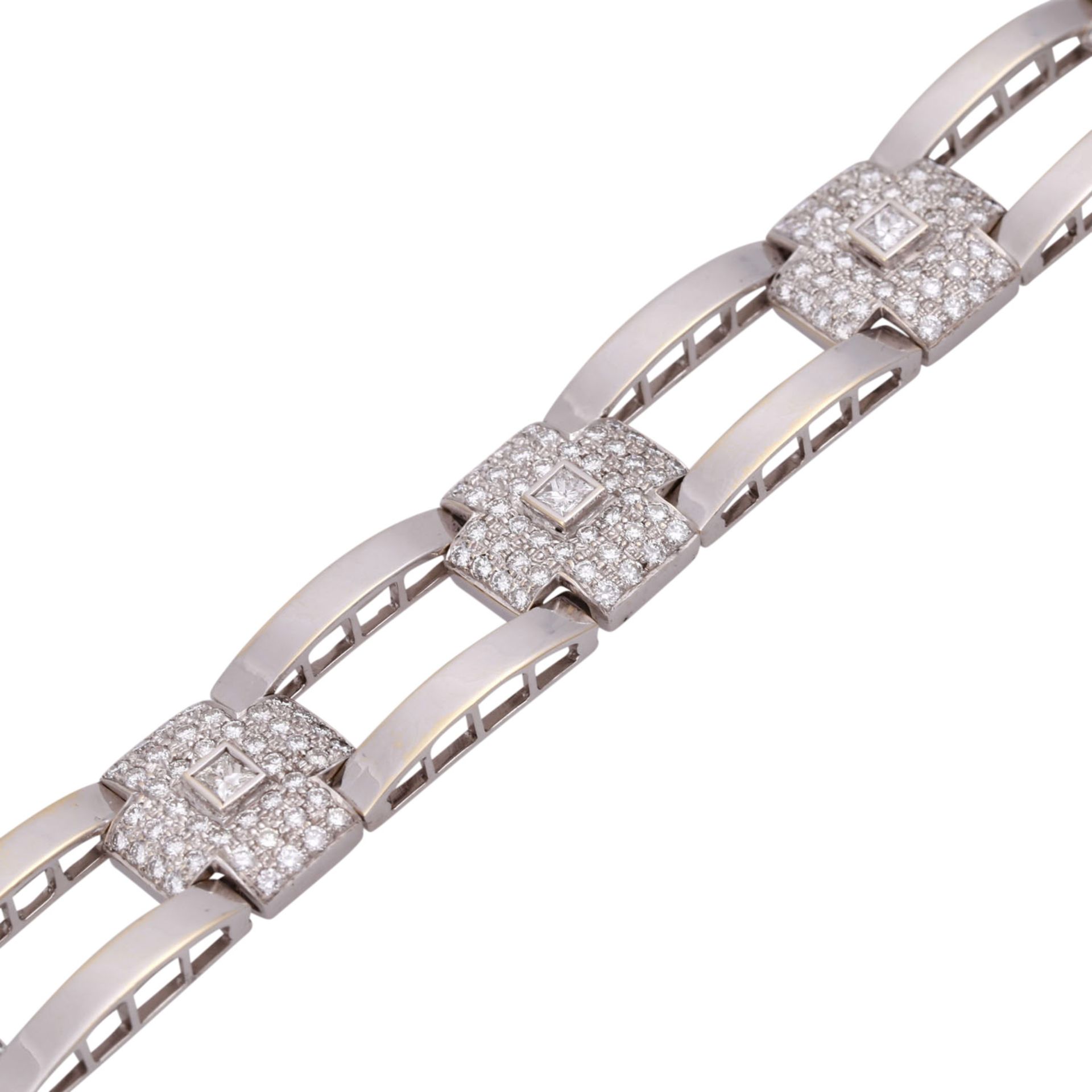 Armband mit 7 Diamanten im Prinzessschliff, zus. ca. 0,85 ct - Bild 4 aus 6