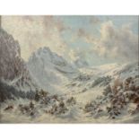 KOEPPEL (?, Maler/in 1. Hälfte 20. Jh.), "Wintermorgen im Rainthal bei Garmisch",<