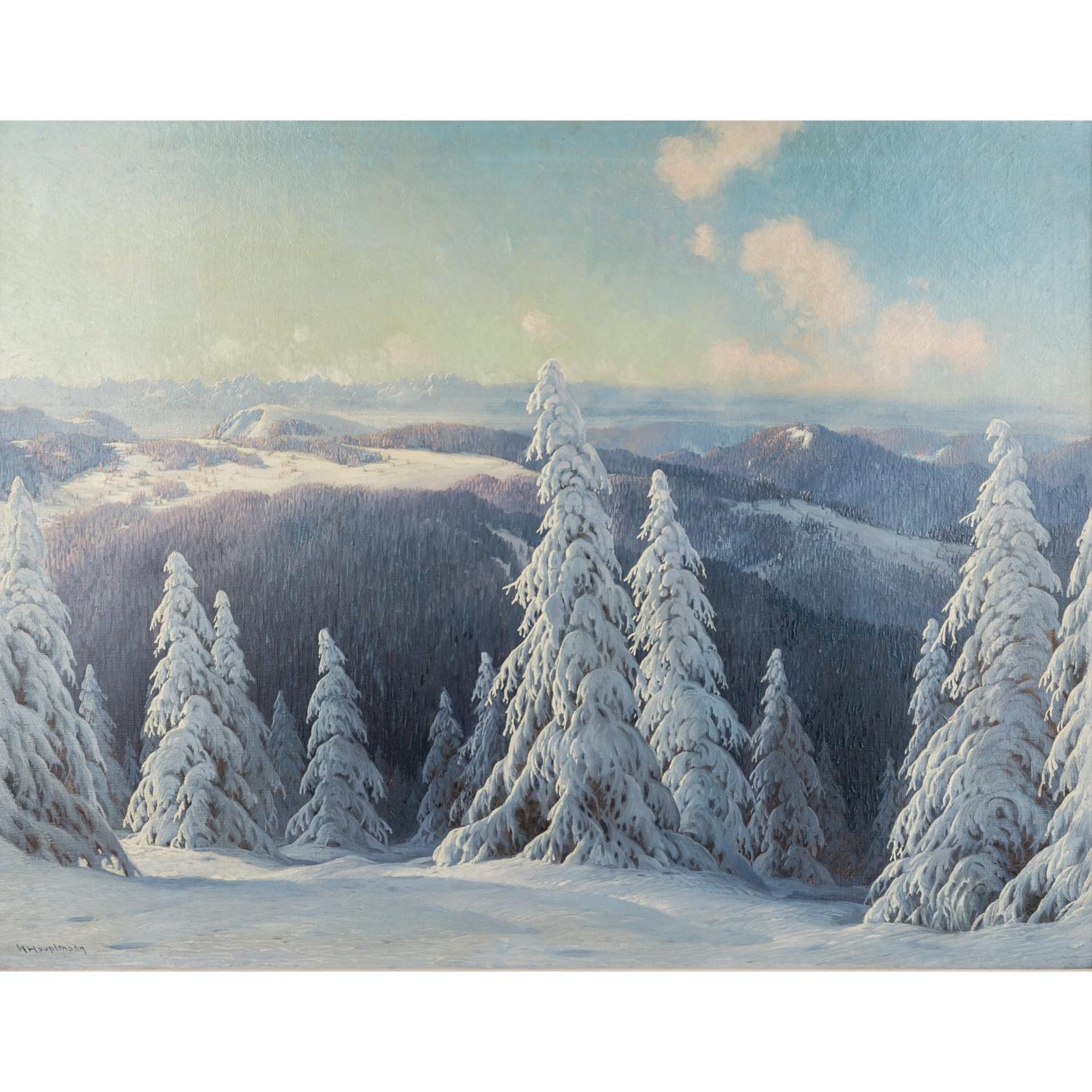 HAUPTMANN, KARL (Freiburg/Br. 1880-1947 Herzogenhorn), "Verschneite Tannen im Schwarzwald",