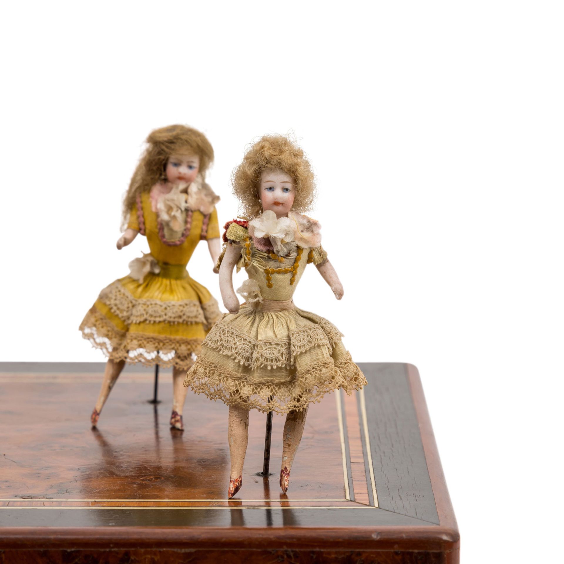 FRANKREICH Spieldose mit 4 tanzenden Püppchen, um 1900< - Bild 6 aus 9
