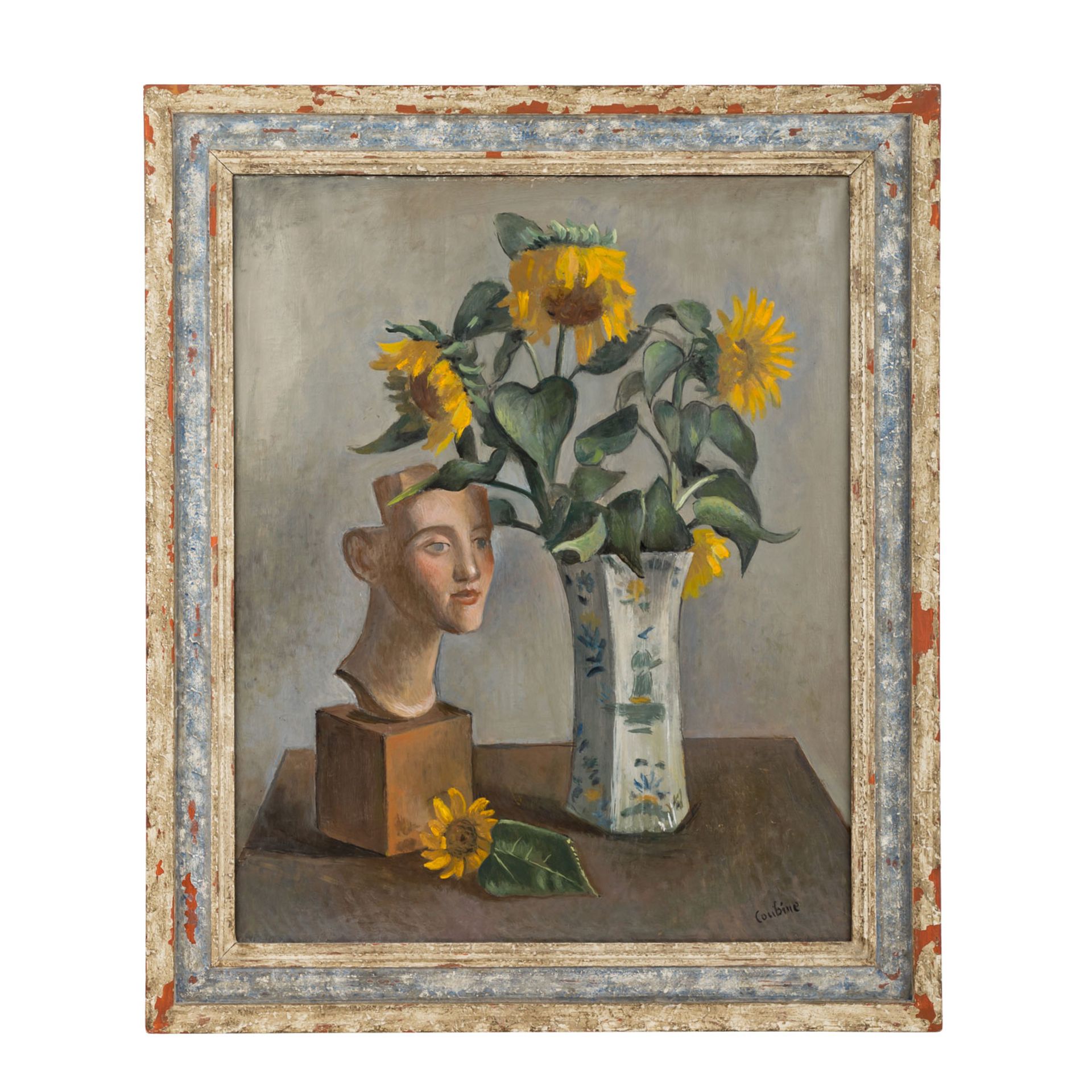 COUBINE, OTHON (auch Otakar Kubin; 1883-1967), "Stillleben mit Büste und Sonnenblumen in Vase",die - Image 2 of 5