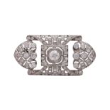 Art Déco Brosche mit Diamanten, zus. ca. 2,2 ct,<