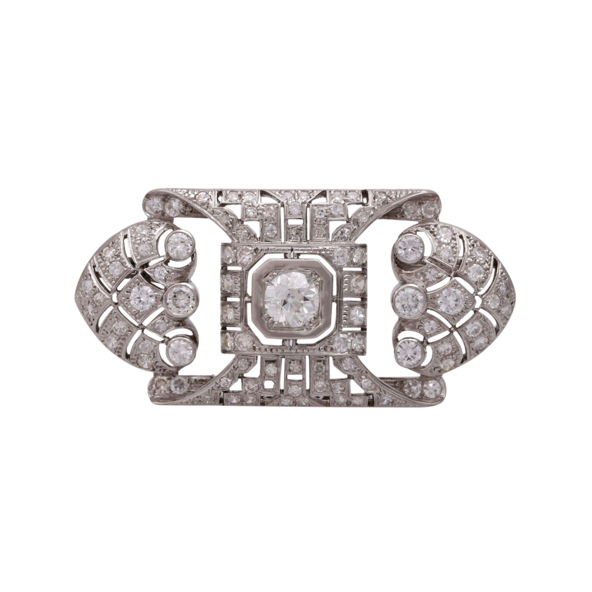 Art Déco Brosche mit Diamanten, zus. ca. 2,2 ct,<