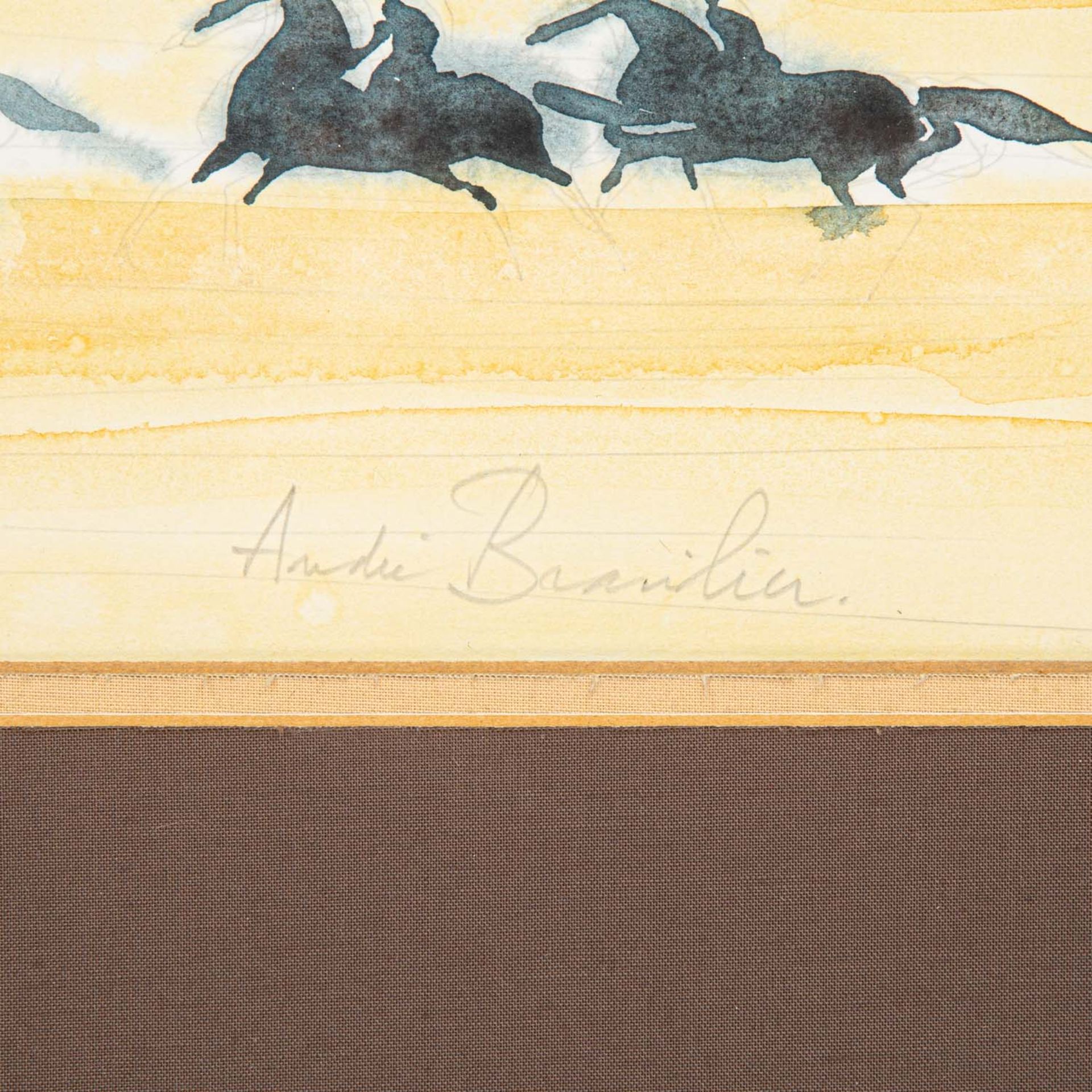 BRASILIER, ANDRÉ (geb. 1929), "Vier Reiter mit galoppierenden Pferden in Sommerlandschaft",< - Image 3 of 4