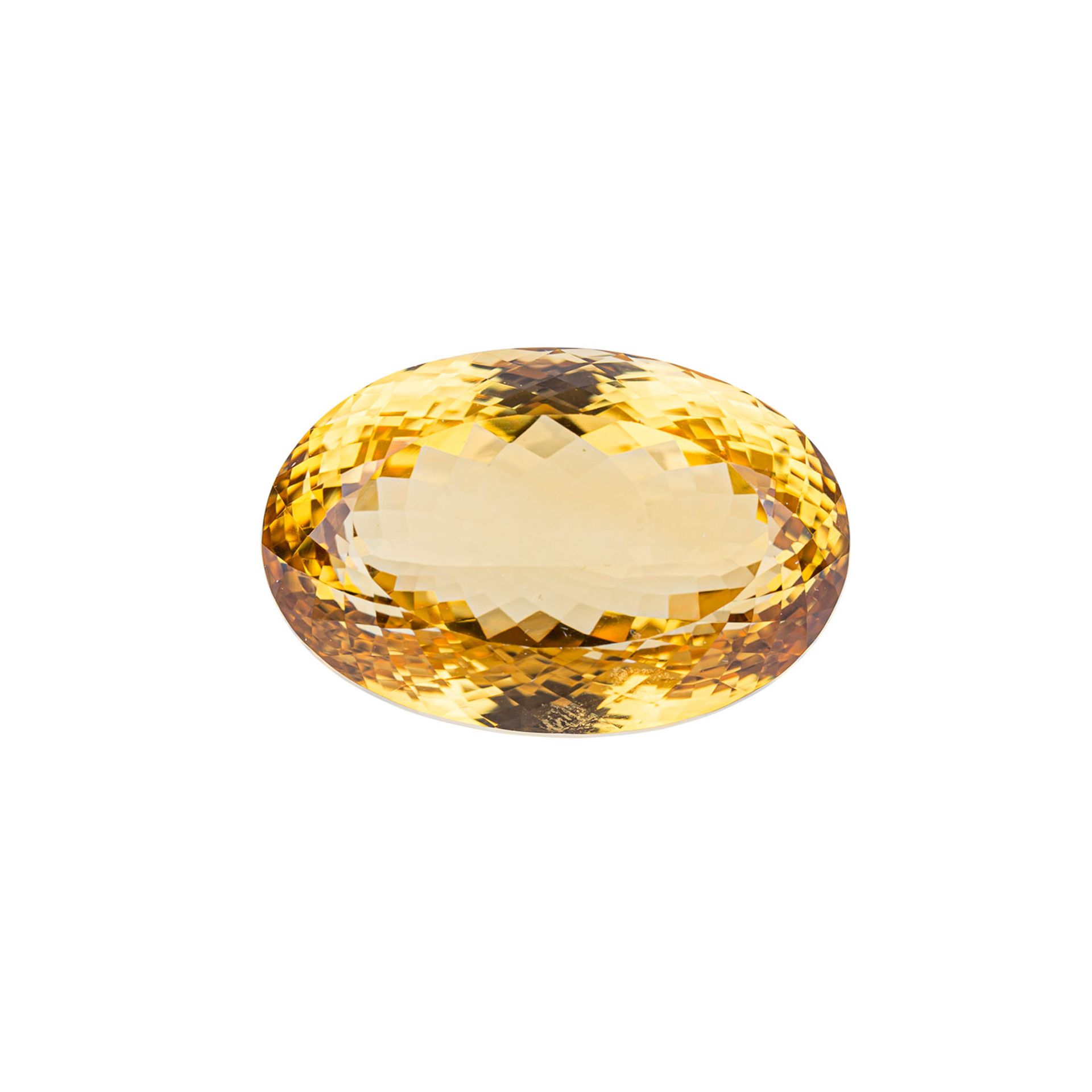 Großer, natürlicher Citrin, 93,65 ct.,oval facetiert, 18,5 x 33,5 x 22mm.Large natural citrine, 93.