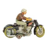 ARNOLD Motorrad " MAC 700", 1945-1949,Blechfahrzeug mit Fahrer, farbig lithographiert, bodenseitig