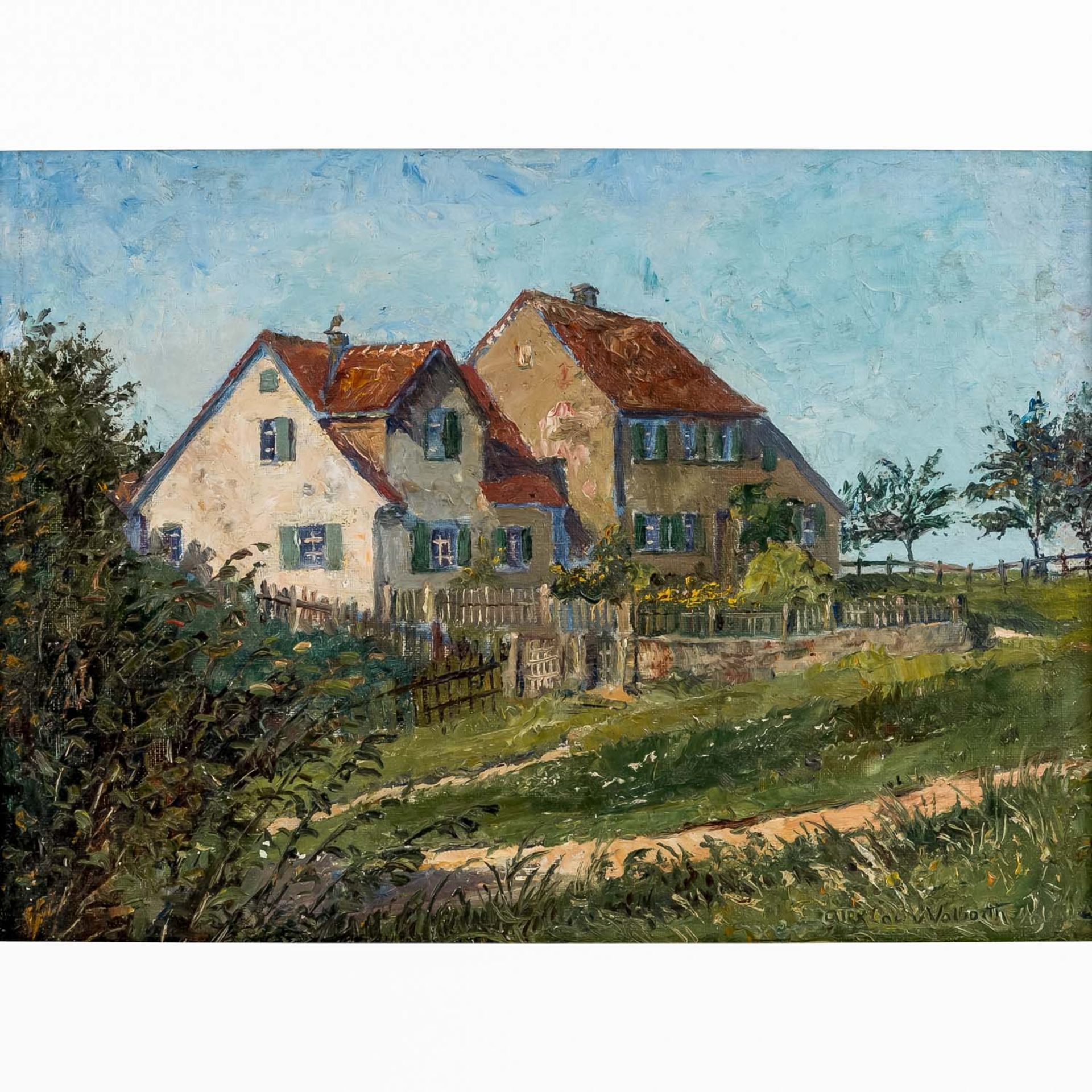 VOLBORTH, ALEXANDER von (Petersburg 1885-1973 Biberach/R.), "Sommerlandschaft",mit Gehöft in