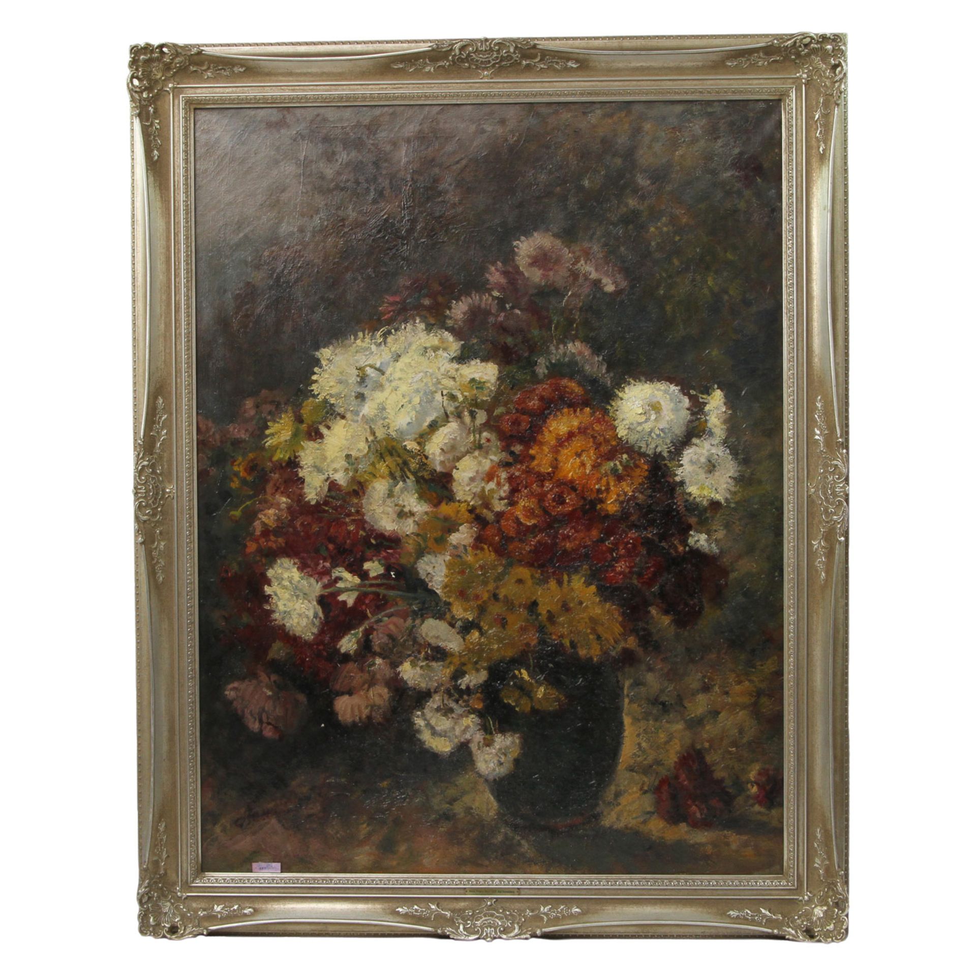 PETERS, ANNA (1843-1926), "Blumenstillleben mit Chrysanthemen",sign. u.l., Öl/Lwd., 96x80 cm (121x96 - Image 2 of 6