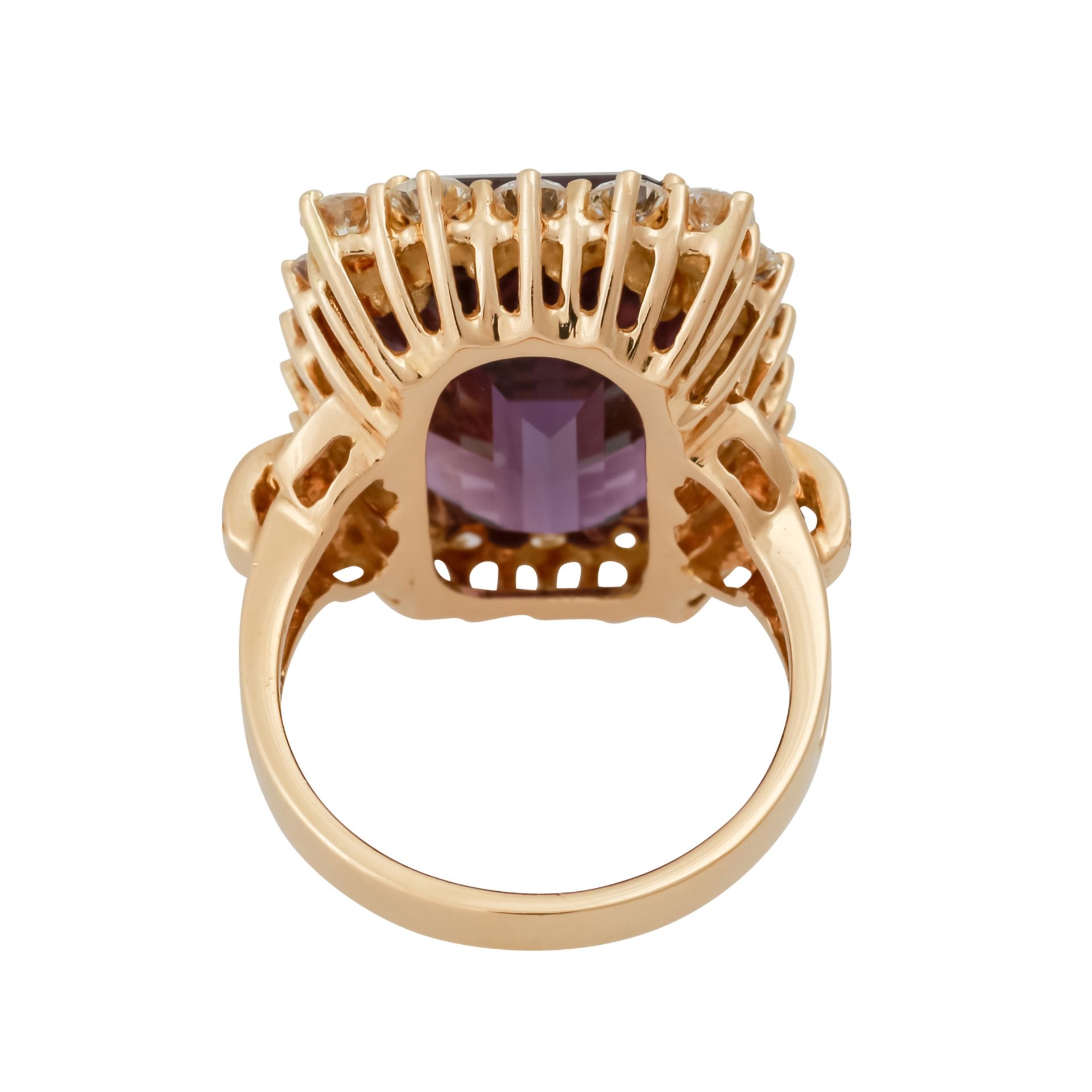 Ring mit 20 Brillanten, zus. ca. 1,7 ct,WEISS-LGW (H-J)/VS um einen Amethyst im achteckigen - Bild 4 aus 5