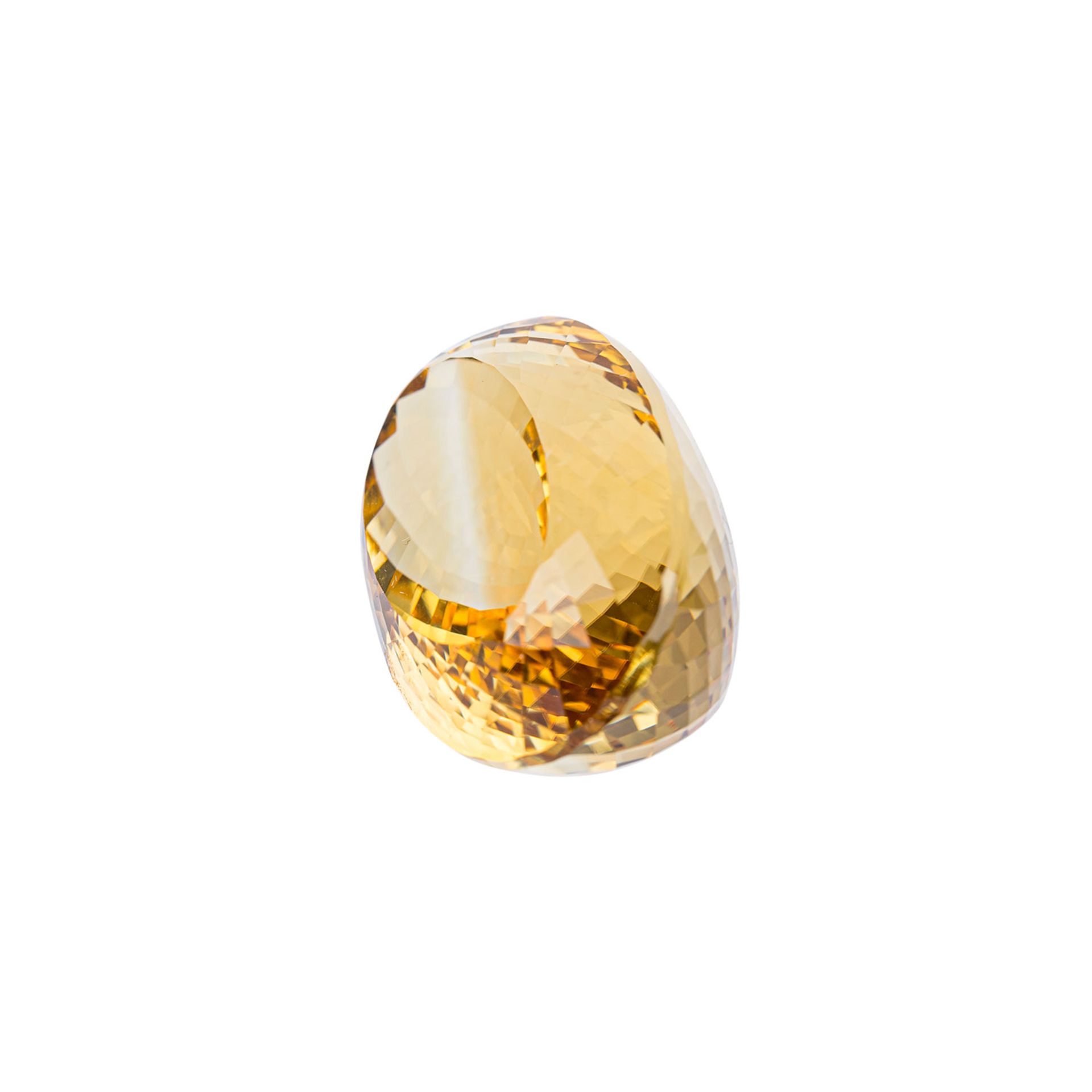 Großer, natürlicher Citrin, 93,65 ct.,oval facetiert, 18,5 x 33,5 x 22mm.Large natural citrine, 93. - Bild 2 aus 4