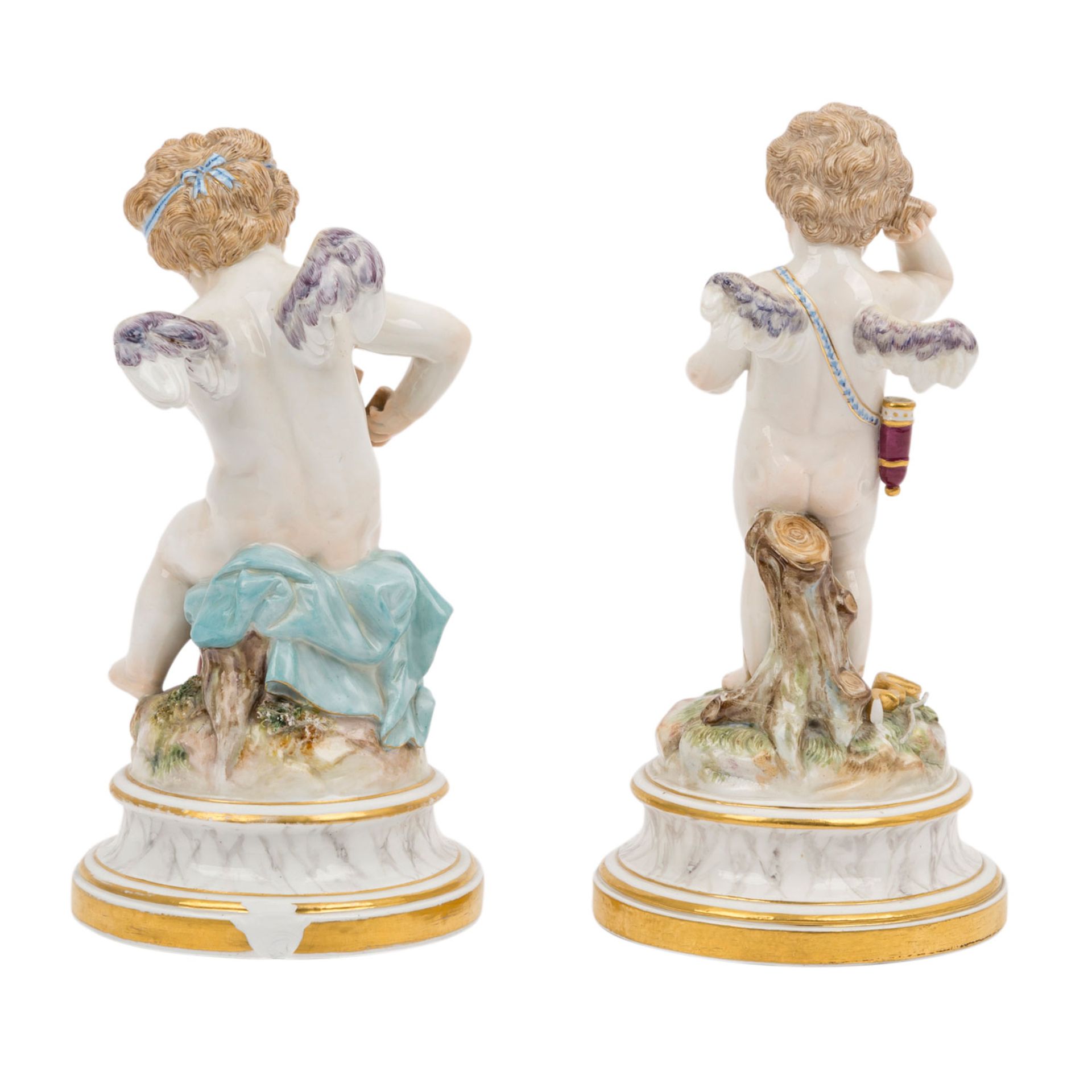 MEISSEN 2 Putti, um 1900.Entwürfe von Heinrich Schwabe: 'Amor', Modell L 118, H. ca. 18,5cm, ohne - Bild 3 aus 5