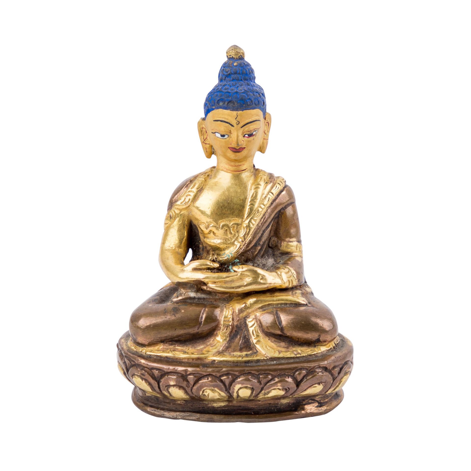 Buddha Amitayus aus Bronze. SINOTIBETISCH, 19./20. Jh..in vajrasana auf einem Lotosthron sitzend.