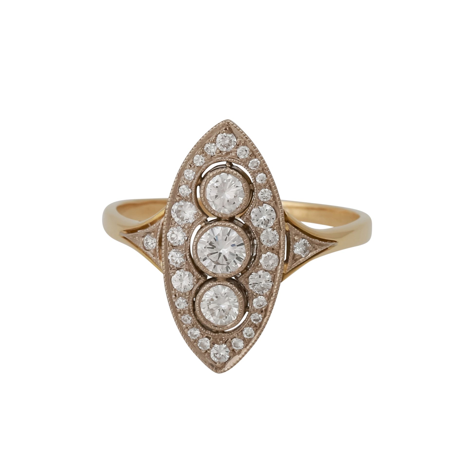 Ring im Stil des Art Déco mit Brillanten, zus. ca. 0,6 ct,gute Farbe und Reinheit, GG/WG 18K, RW: