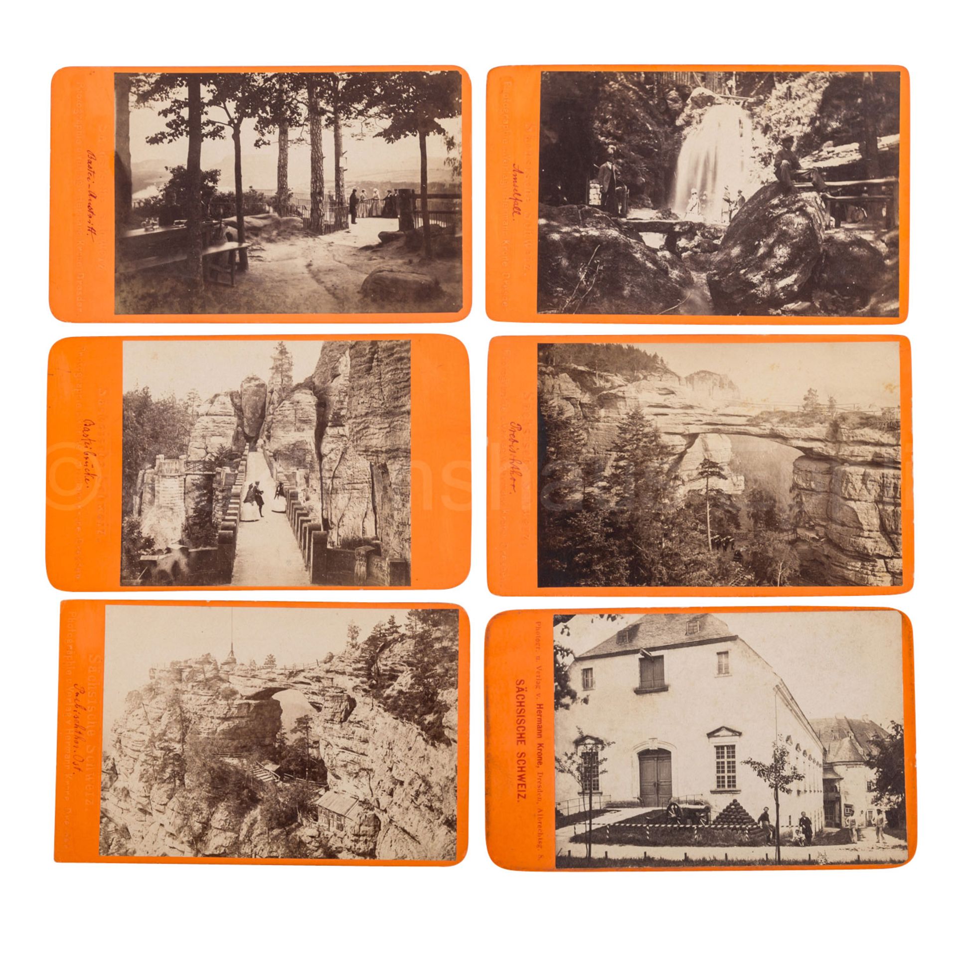 KRONE, HERMANN (Breslau 1827-1916 Laubegast), 6 Fotografien "Sächsische Schweiz",