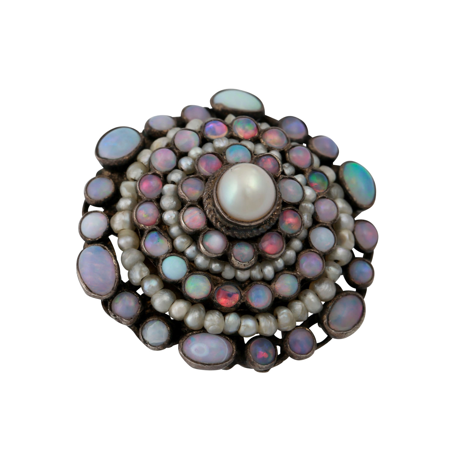 Brosche besetzt mit Opalen und Perlen, - Image 4 of 4