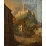 HUBER, R. (Maler 19. Jh.), "Burg über der Stadt",