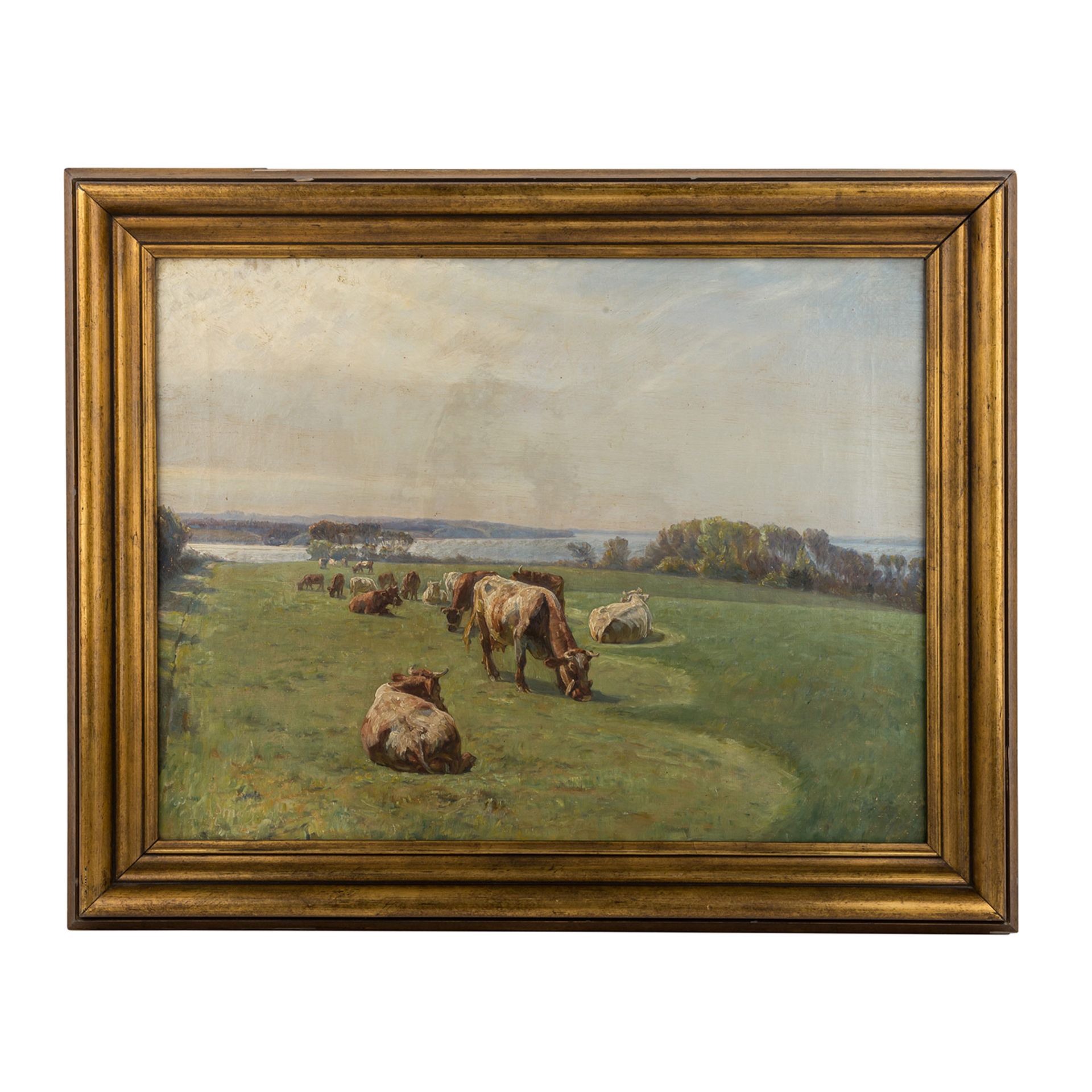 MOLS, NIELS PEDERSEN (1859-1921), "Kühe auf der Weide vor einem See", - Image 2 of 6