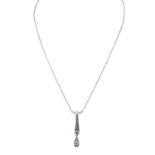 Art Déco Collier mit Altschliffdiamanten und Diamantrosen, zus. ca. 0,4 ct,