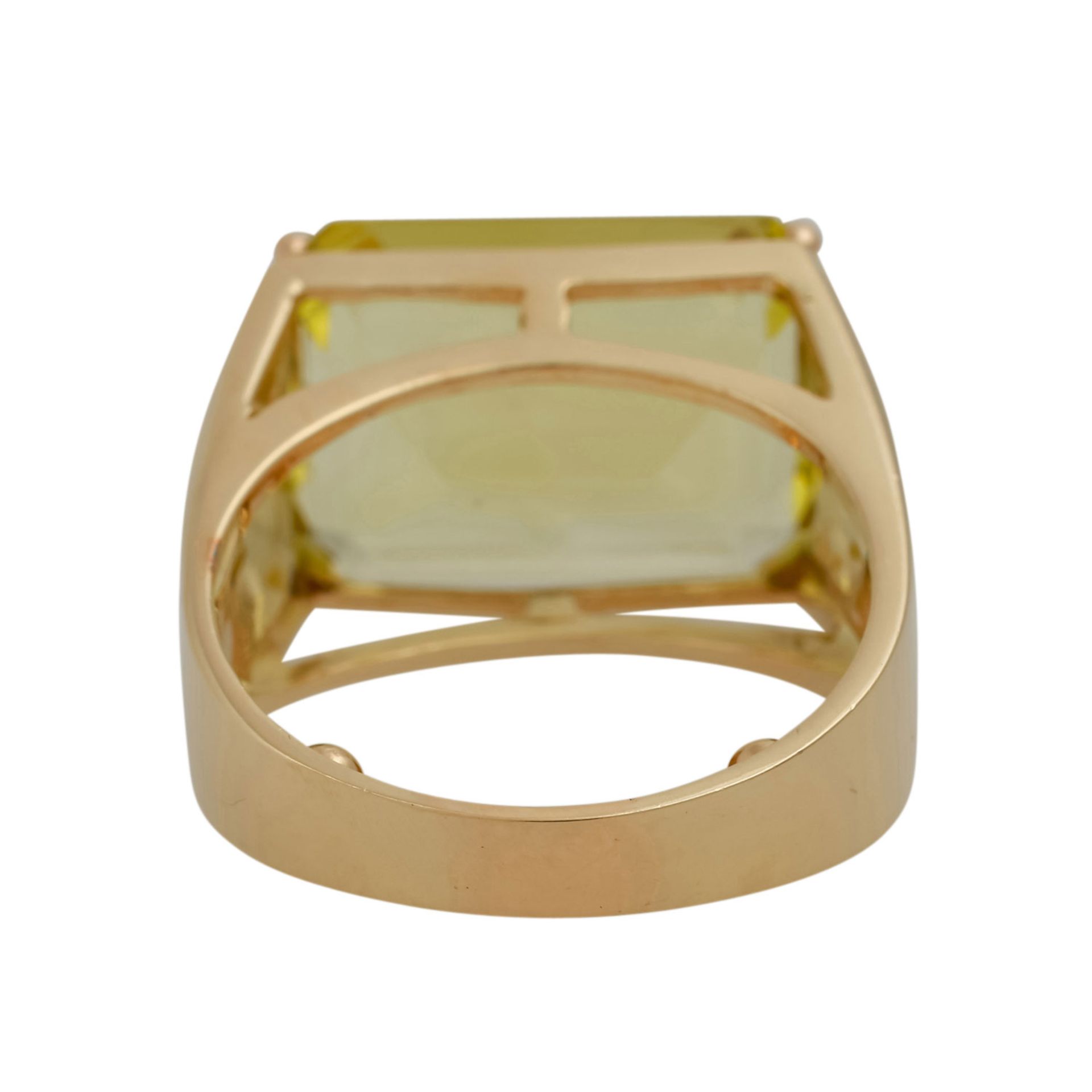 Ring mit achteckigem Lemonquarz im Treppenschliff, ca. 12 ct, - Bild 4 aus 4