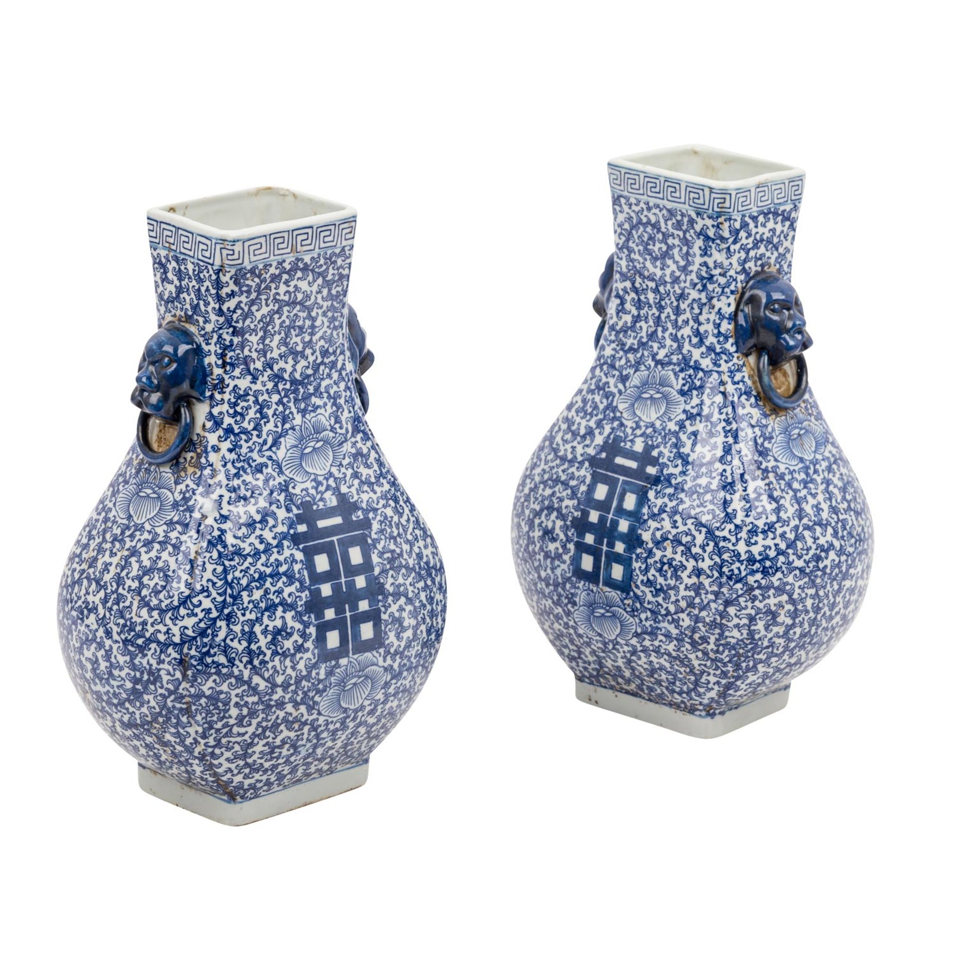 Paar blau-weisse Vasen, CHINA, 20. Jh.. - Bild 2 aus 5