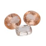 3 lose Morganite, gesamt ca. 22,5 ct.,