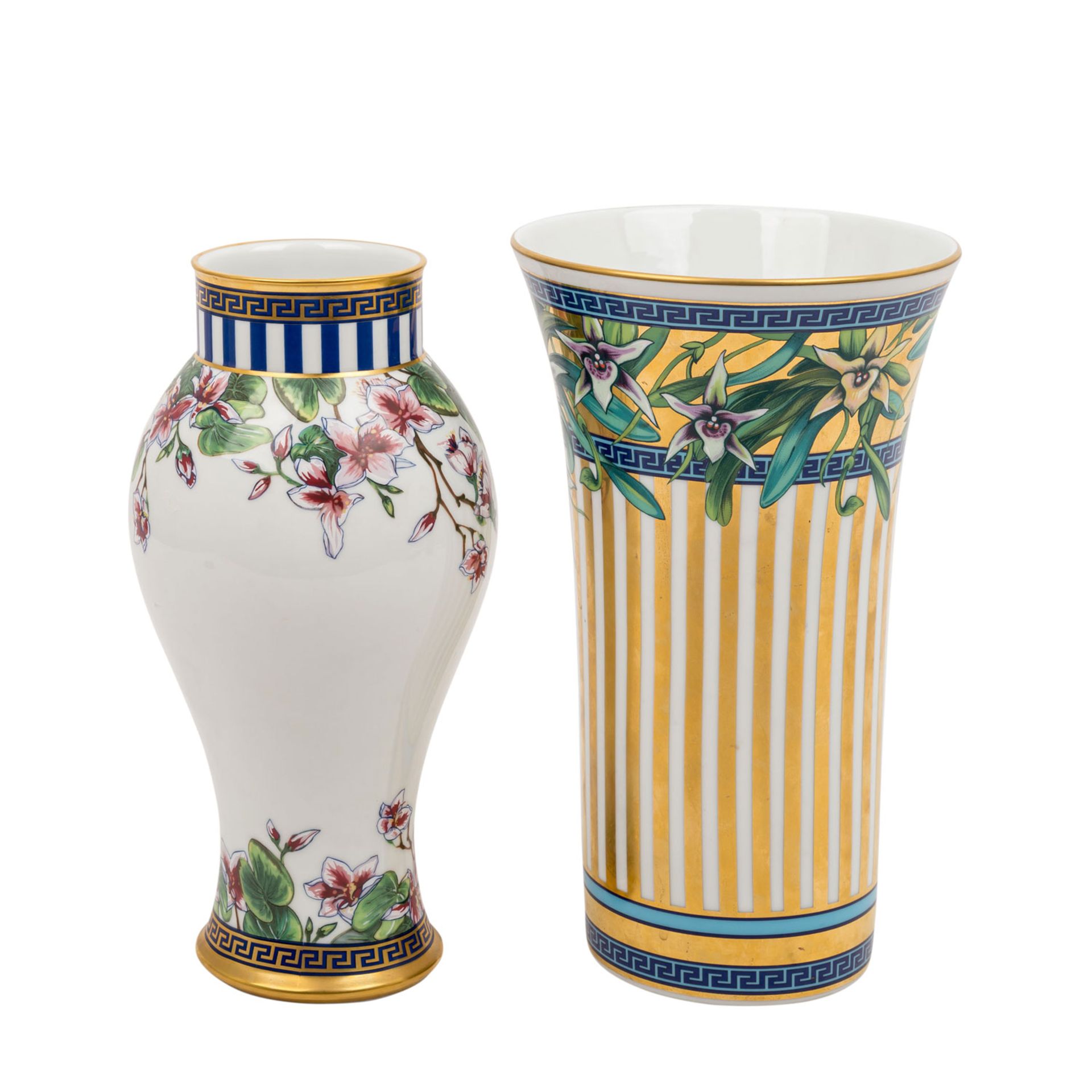 ROSENTHAL STUDIO-LINIE, zwei Vasen "Wild Flora", 20.Jh.Krater- bzw. Balusterform mit buntem Dekor "