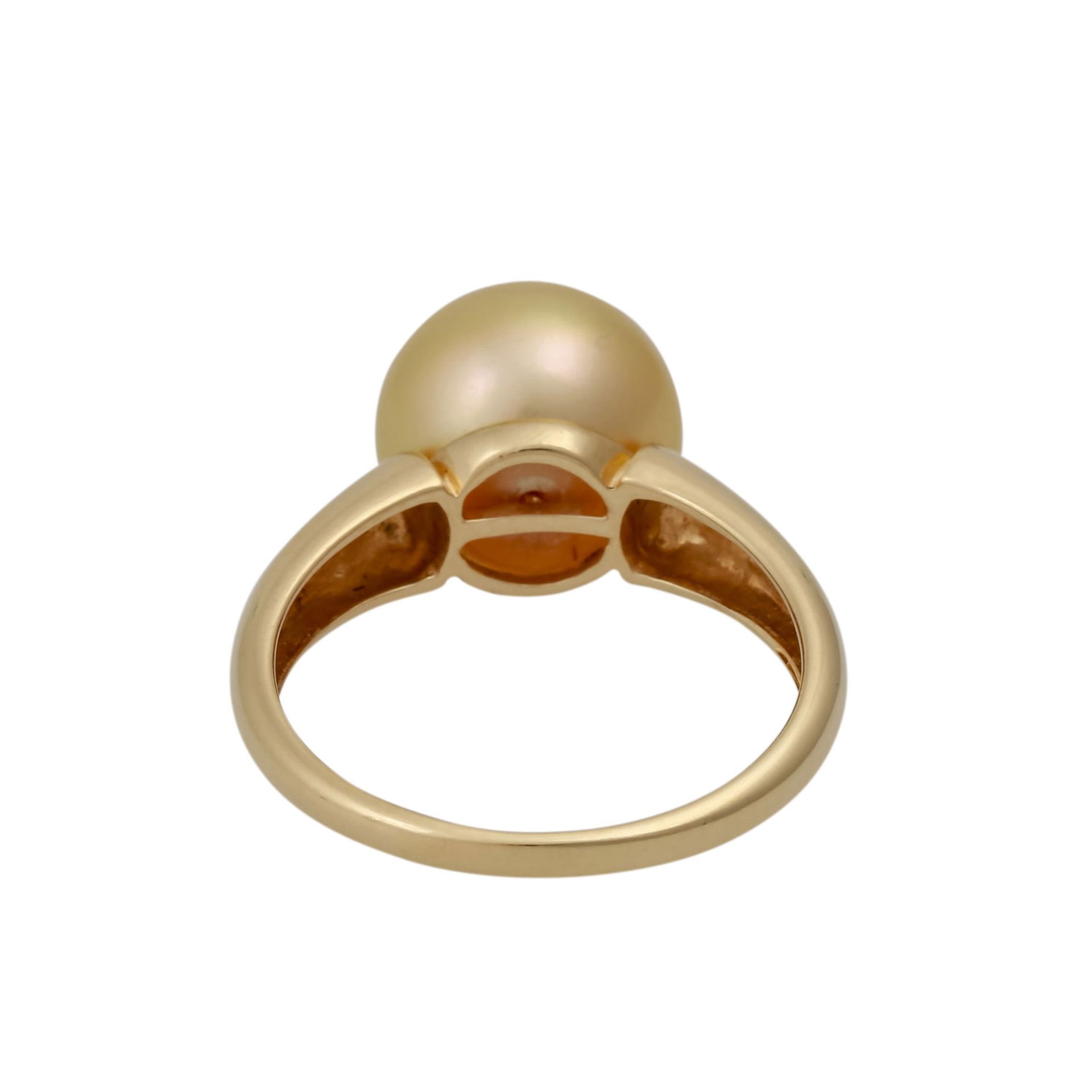 Set Ring und Ohrhänger mit goldfarbenen Südseeperlen,Zuchtperlen von ca. 11,6+12,3 mm, GG 14K, RW: - Bild 9 aus 9