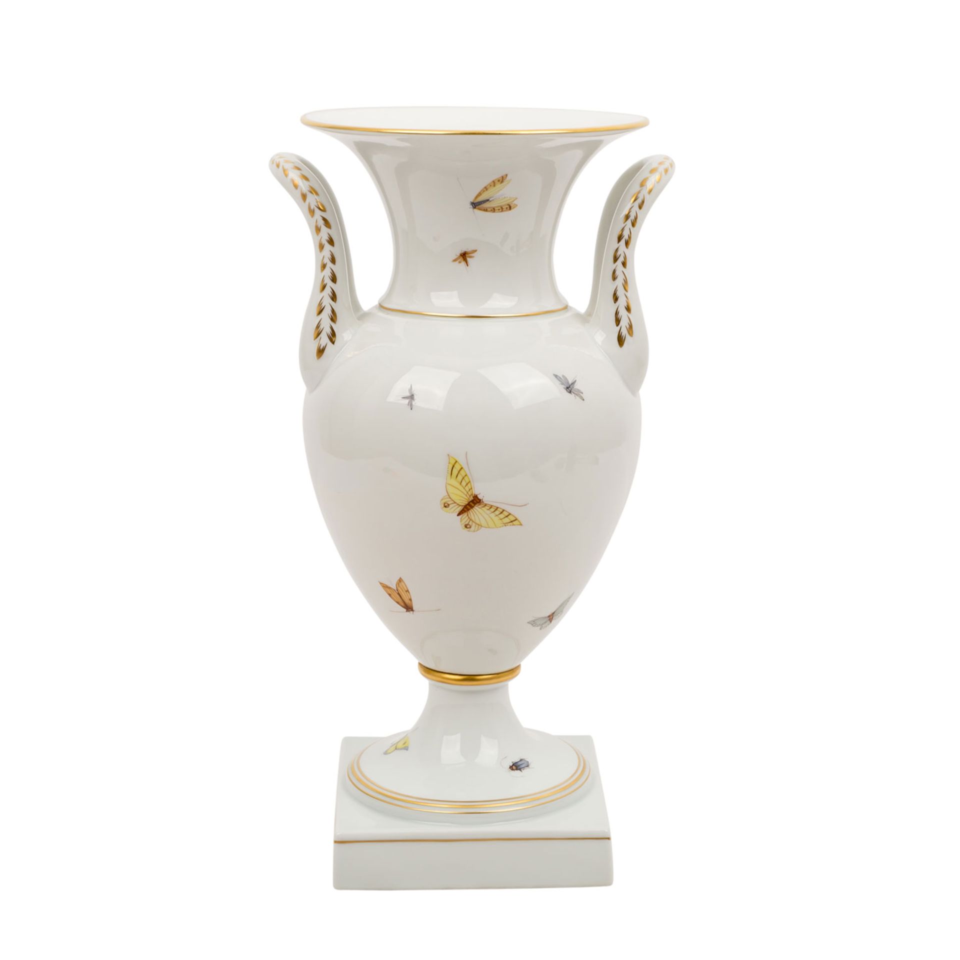 LUDWIGSBURG Henkelvase 'Vogelmotiv', 1. Wahl, 20. Jhd..Balusterförmige Vase auf quadratischem Stand, - Image 3 of 5