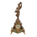 FIGURENPENDULE "LA BRISE"Frankreich, um 1900, Metallguss bronziert bzw. feuervergoldet und