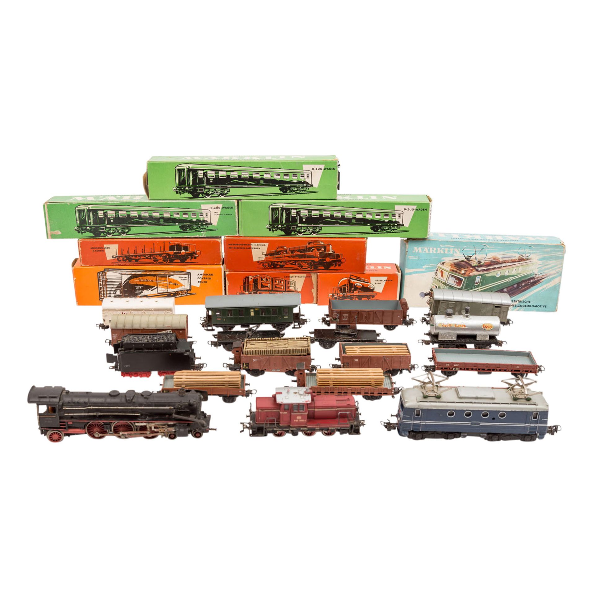 MÄRKLIN Konvolut Lokomotiven Personen- und Güterwagen, Spur H 0,Bestehend aus Dampflok BN 01097