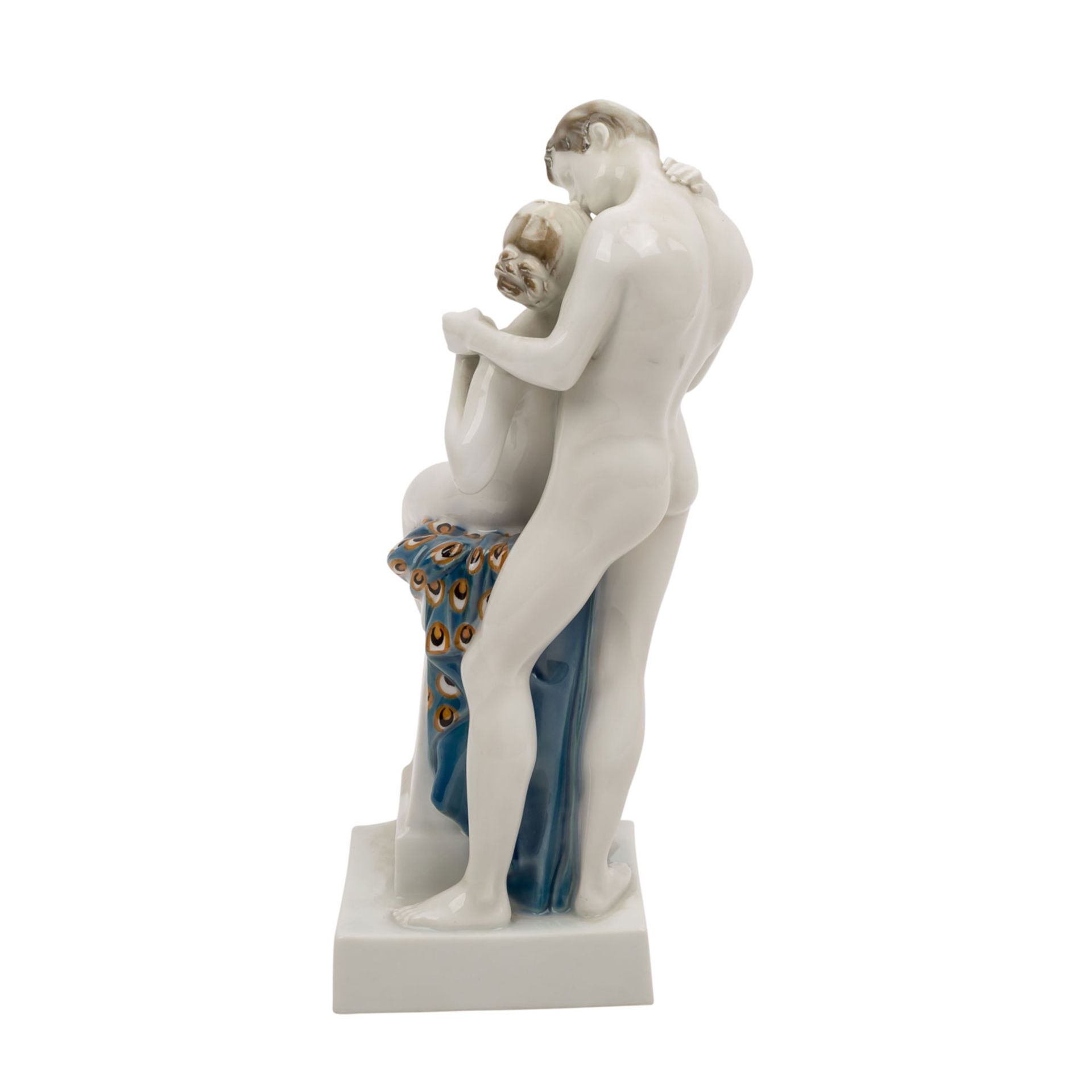 ROSENTHAL-SELB BAVARIA, Porzellanfigur „Liebesfrühling“Küssendes Liebespaar in Aktdarstellung, - Image 3 of 5