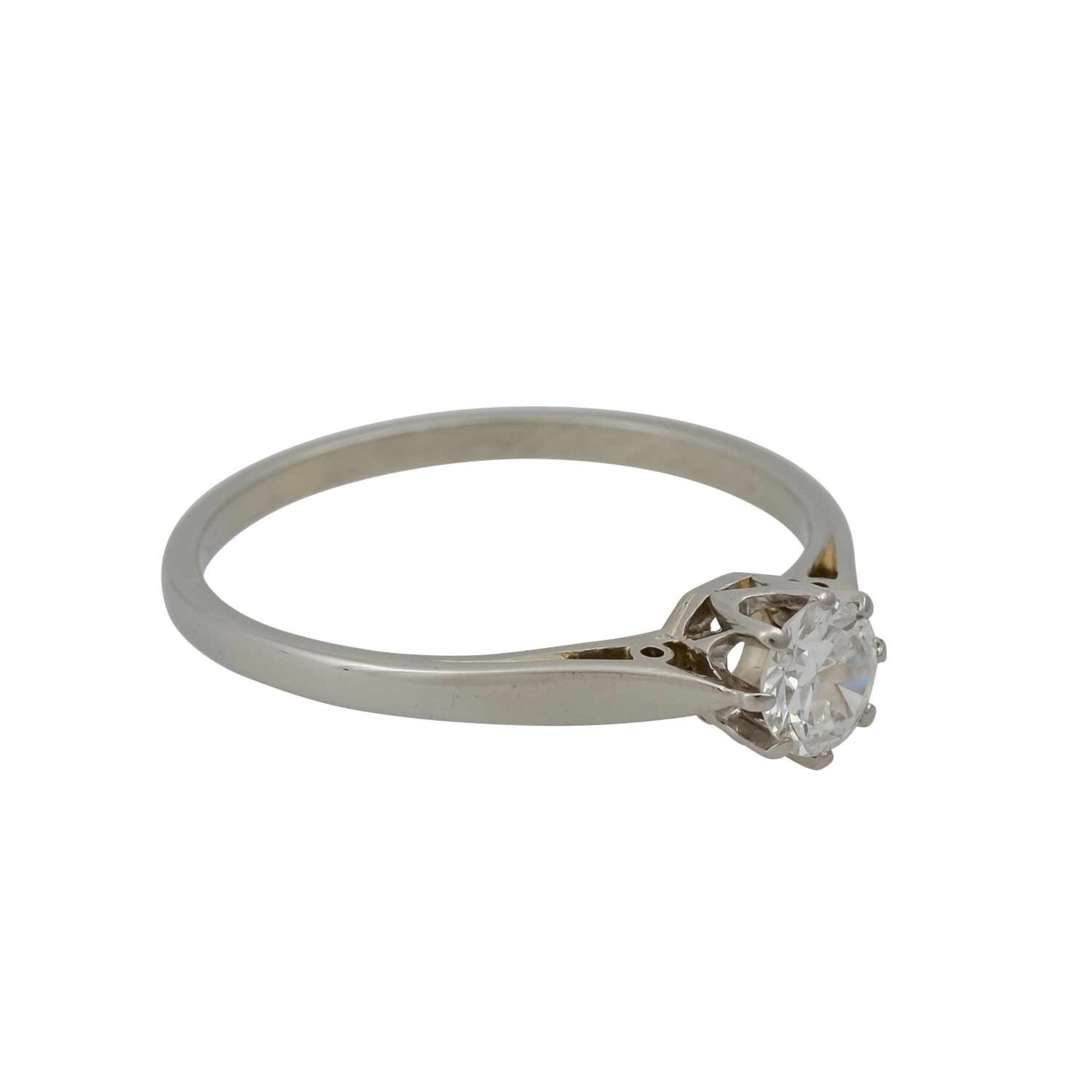 Ring mit Diamant ca. 0,30 ct,Übergangsschliff, ca. LGW (I-J)/VS1, WG 18K, 1,7 g, RW: 52,5, , 1. - Bild 2 aus 4