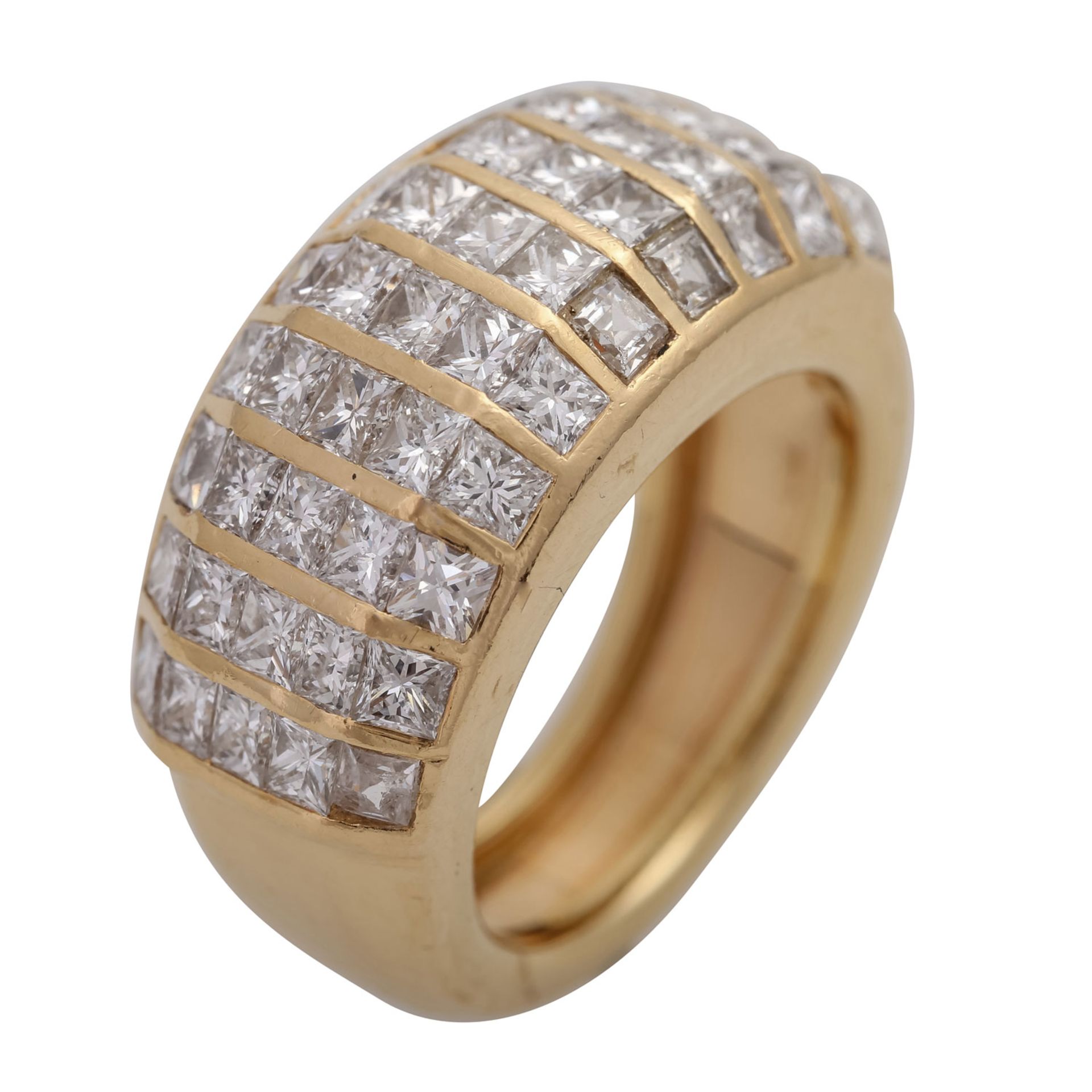 Ring mit 50 Prinzessdiamanten, zus. ca. 2,5 ct,LGW (I-J)/VS-SI, GG 18K, RW 47, 2. H. 20. Jh., - Bild 5 aus 5