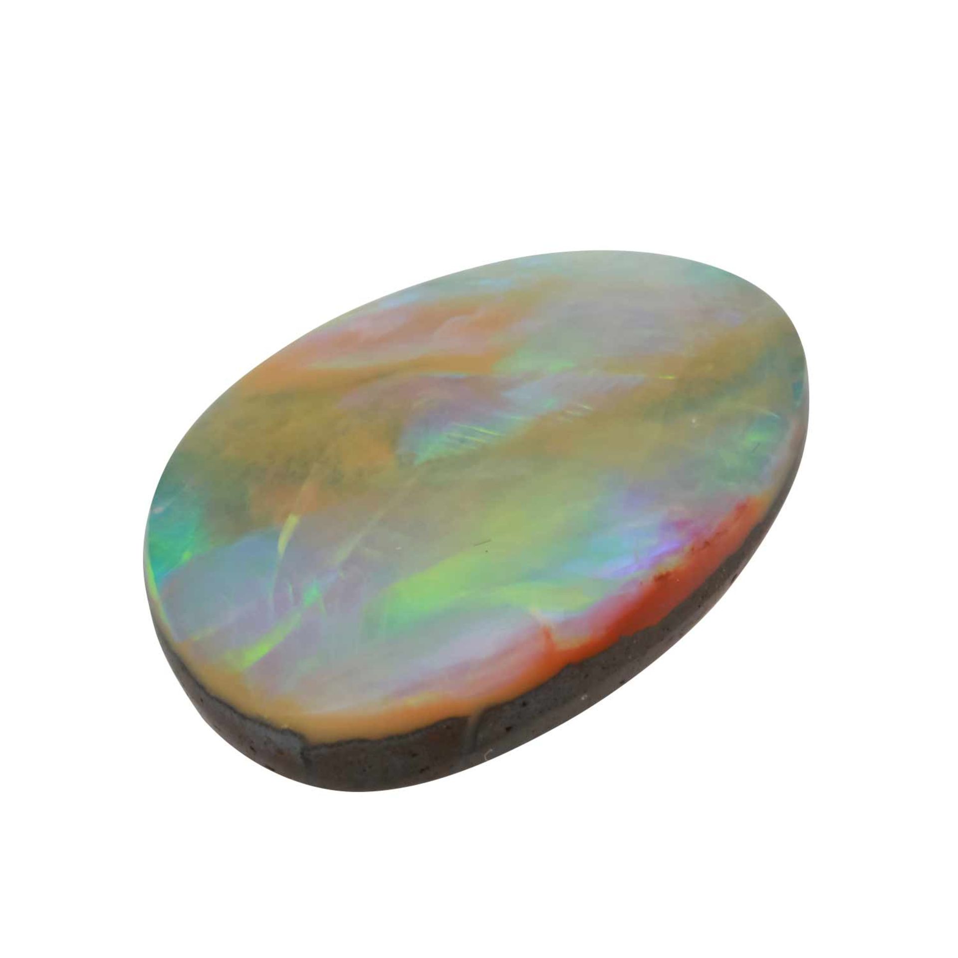 Loser Boulderopal ca. 24,5 ct,mit Riss, Oberfläche ohne Kratzer, ca. 18x27 mm.Loose boulder opal ca. - Bild 3 aus 4