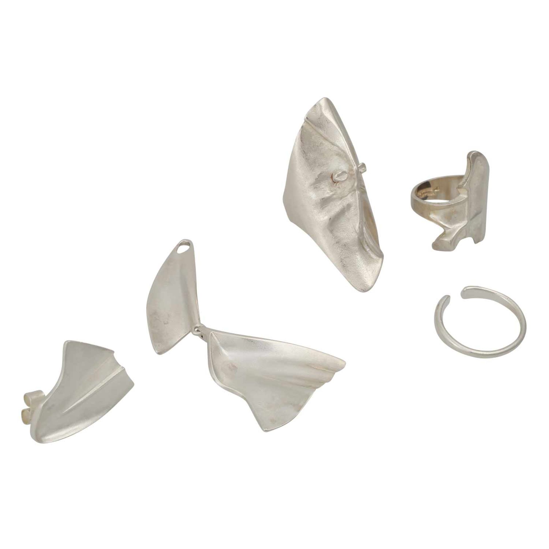 LAPPONIA Set Ring und Ohrringe,Silber, RW: 60, Einhängecreole L: ca. 8,8 cm, minimale Tragespuren,