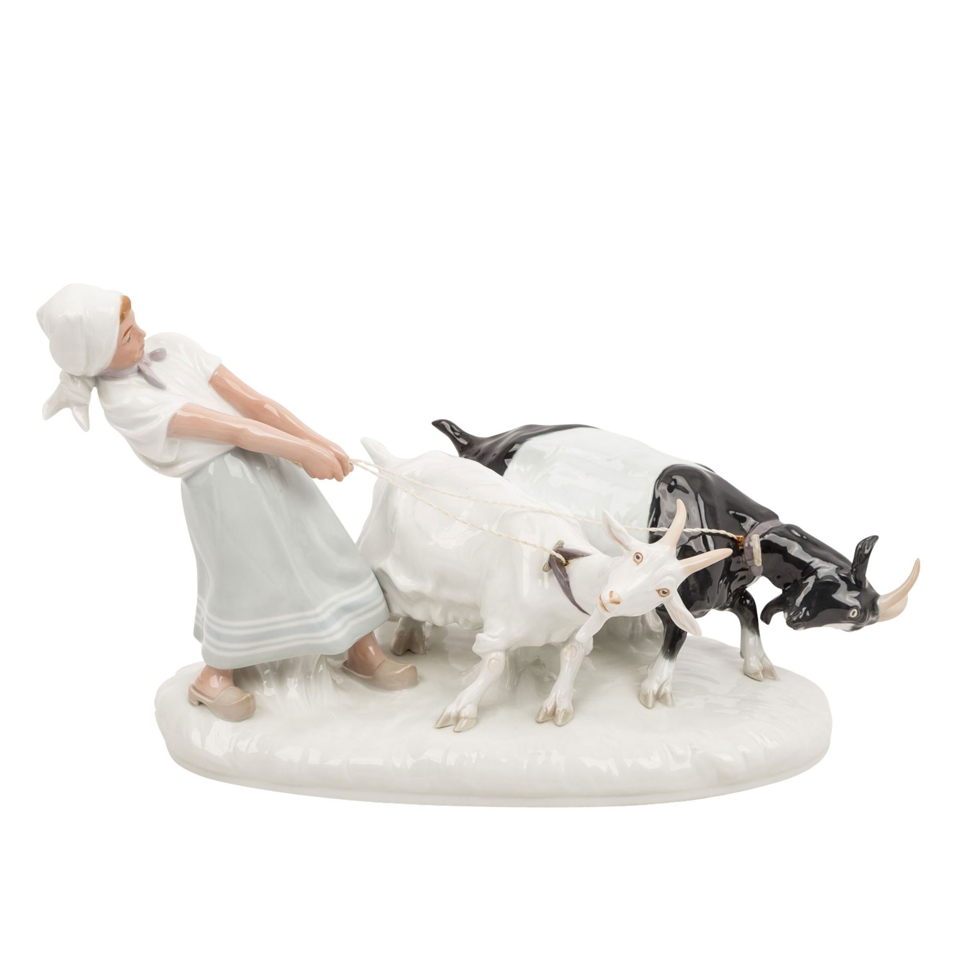 MEISSEN, Große Porzellan Figurengruppe „Mädchen mit Ziegen“1964, Entwurf Otto Pilz (1906), Auf