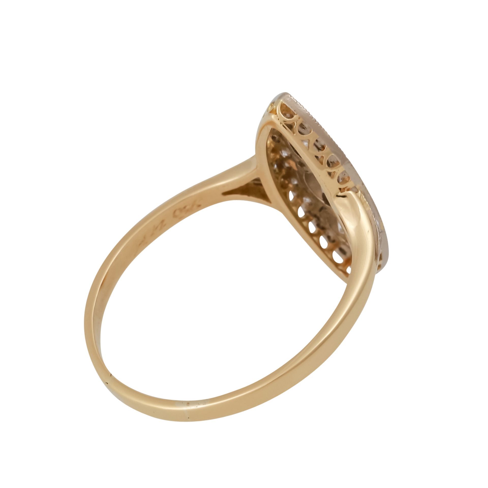 Ring im Stil des Art Déco mit Brillanten, zus. ca. 0,6 ct,gute Farbe und Reinheit, GG/WG 18K, RW: - Bild 3 aus 5