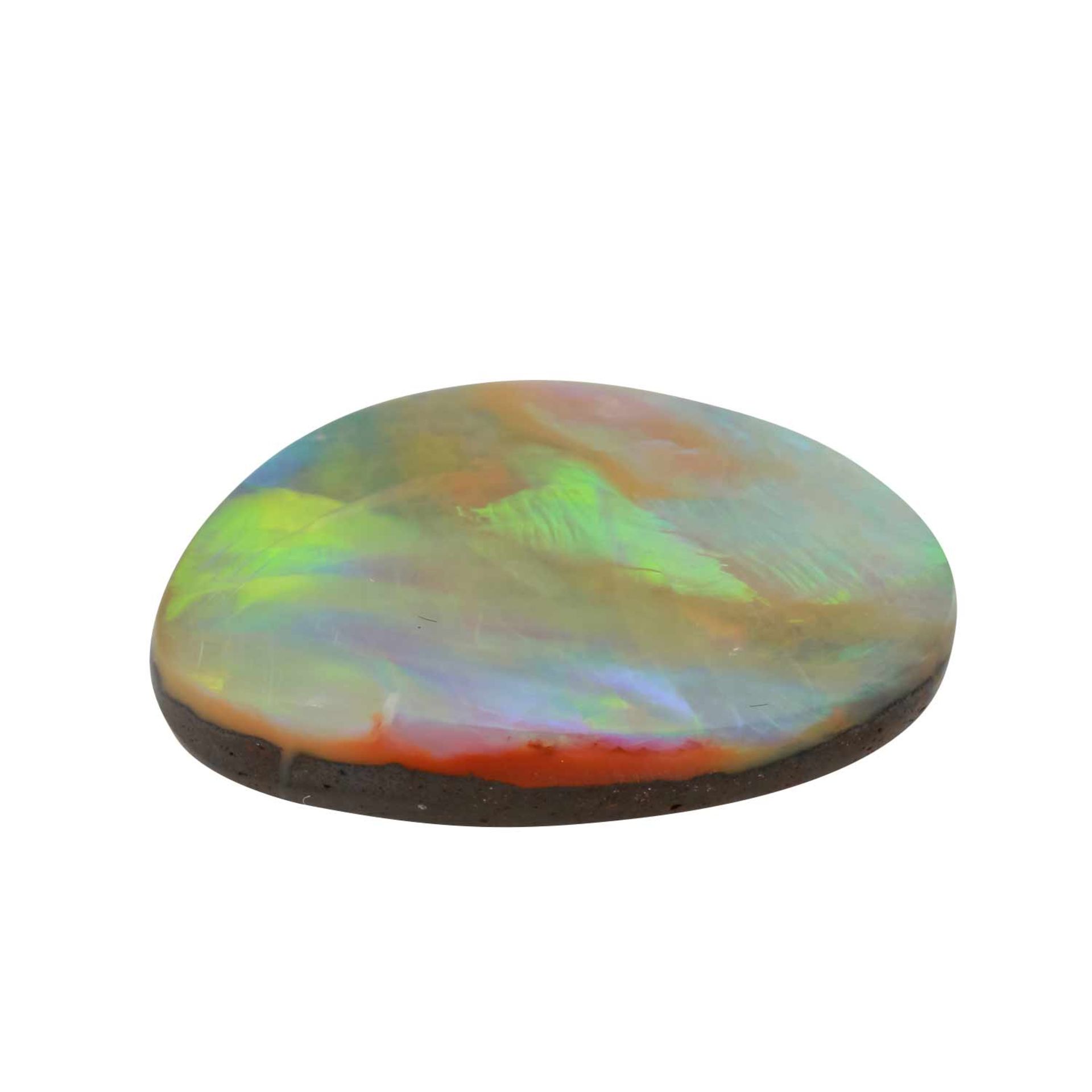 Loser Boulderopal ca. 24,5 ct,mit Riss, Oberfläche ohne Kratzer, ca. 18x27 mm.Loose boulder opal ca. - Bild 2 aus 4