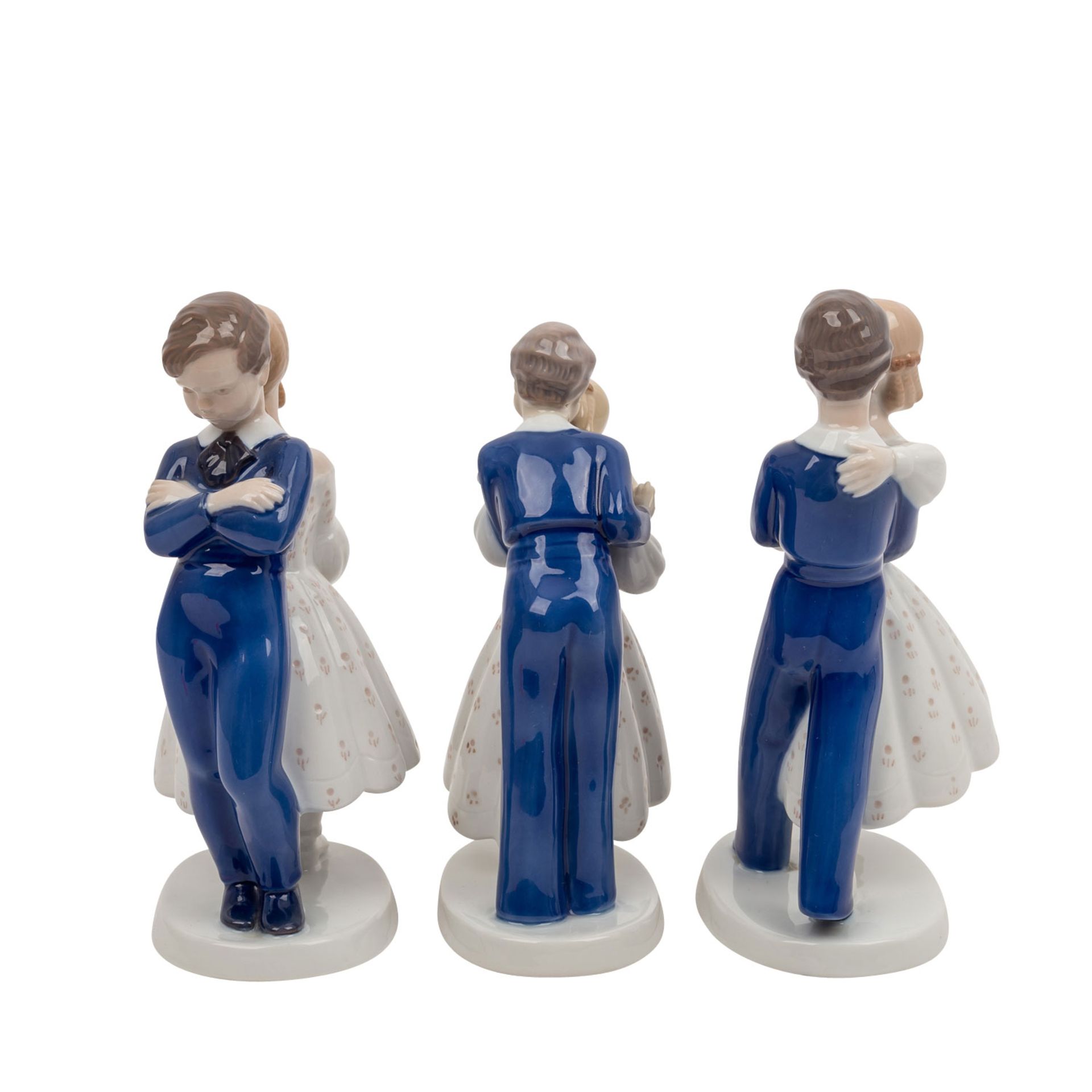 BING & GRÖNDAHL, drei Porzellanfiguren, „Wiener Walzer“, „Der erste Kuss“, „Entschuldigung“2. Hälfte - Bild 3 aus 5