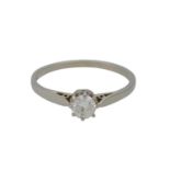 Ring mit Diamant ca. 0,30 ct,Übergangsschliff, ca. LGW (I-J)/VS1, WG 18K, 1,7 g, RW: 52,5, , 1.