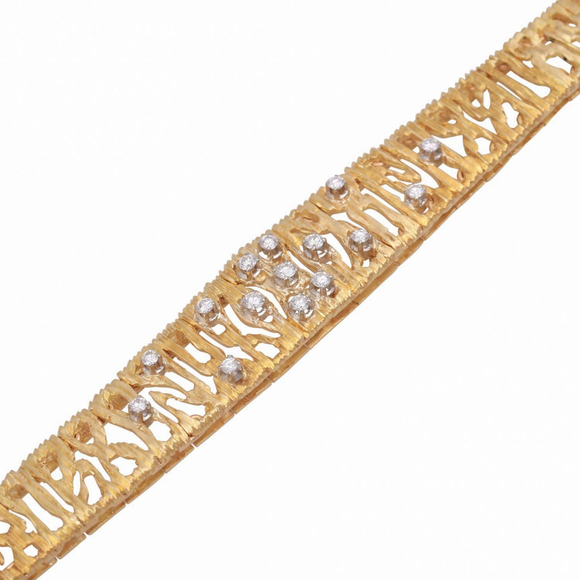 Armband, besetzt mit 15 Brillanten zus. ca. 0,30ct.GG/WG 18K. L.: ca. 18,5cm. Handwerkliche - Bild 4 aus 5