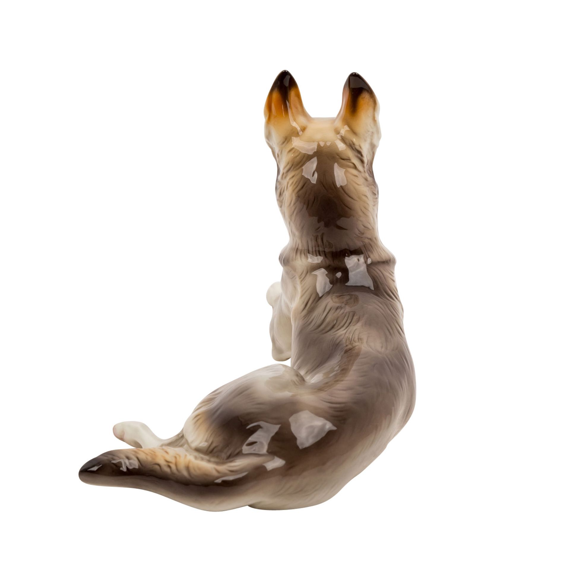 NYMPHENBURG, Porzellanfigur „Schäferhund“Entwurf Theodor Kärner, liegender Schäferhund mit erhobenem - Image 2 of 5