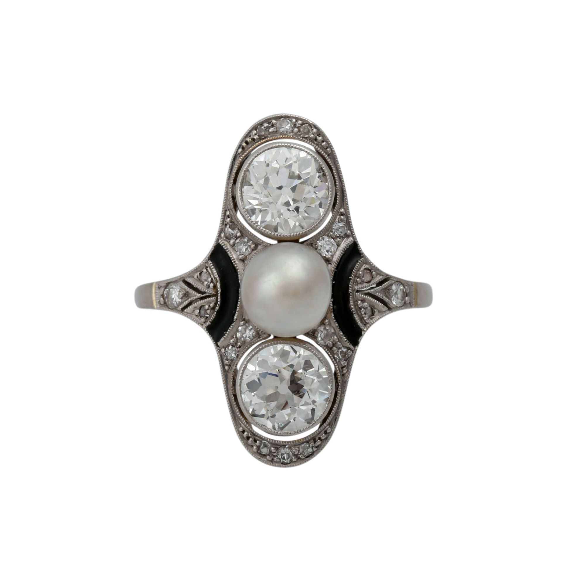 Art Déco Ring mit 2 Altschliffdiamanten zus. ca. 1,95 ct, - Bild 2 aus 5