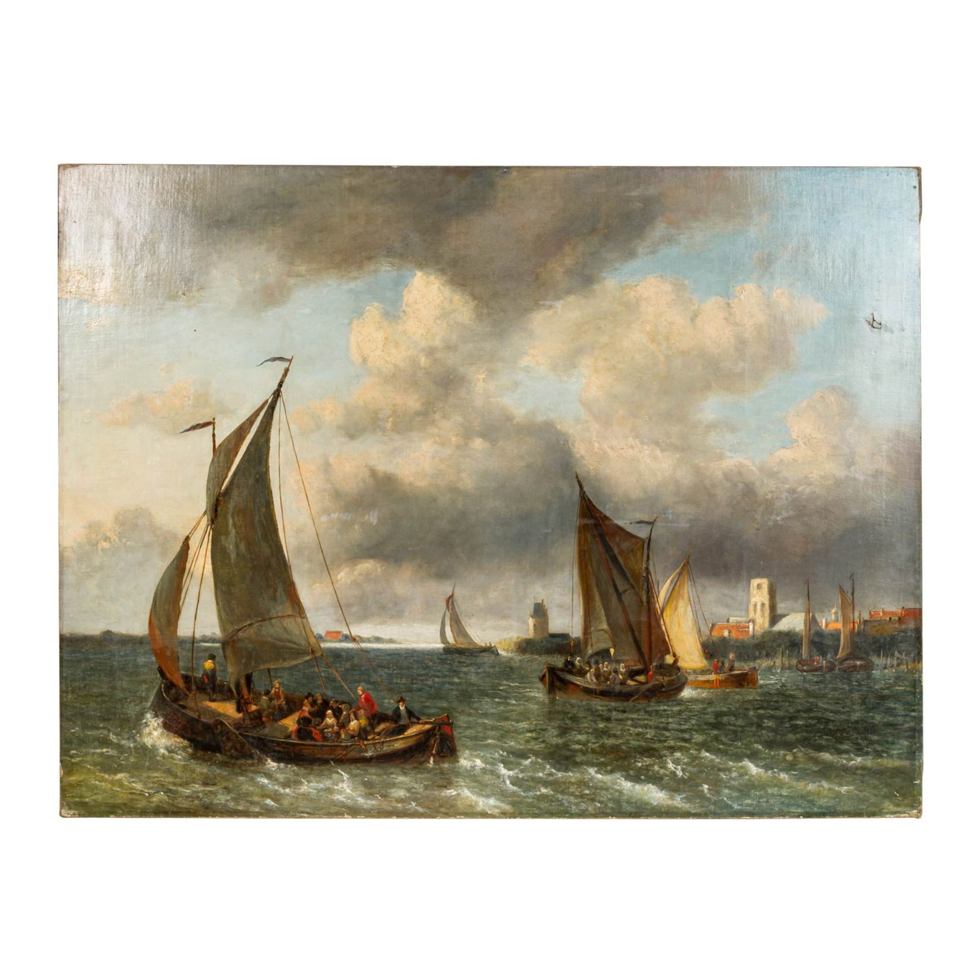 WALDORP, ANTONIE (Dutch 1803-1866) "Küstensegler in Holland". - Image 2 of 6