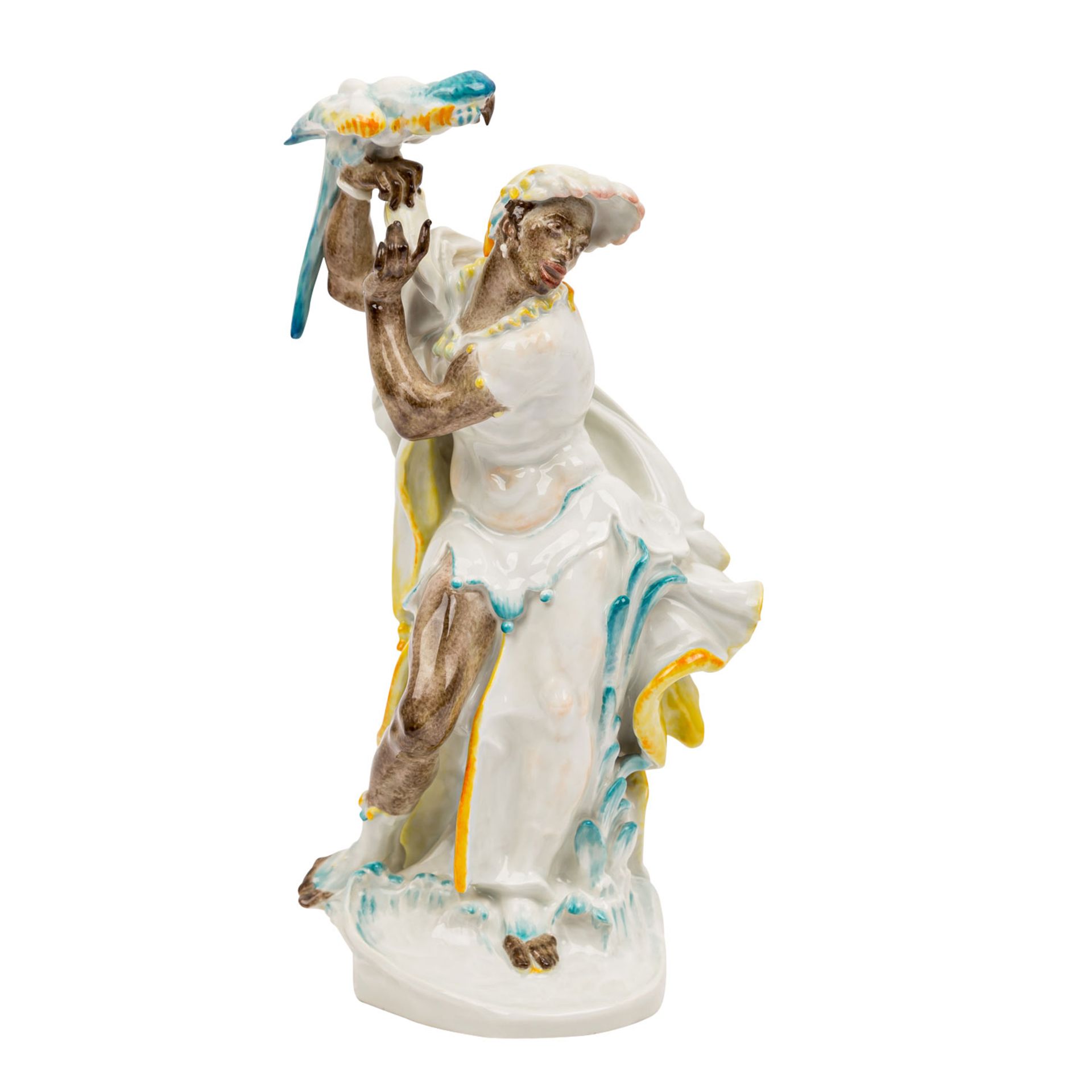 MEISSEN Figurengruppe „Stehender Mohr mit Papagei“, 20. Jh.