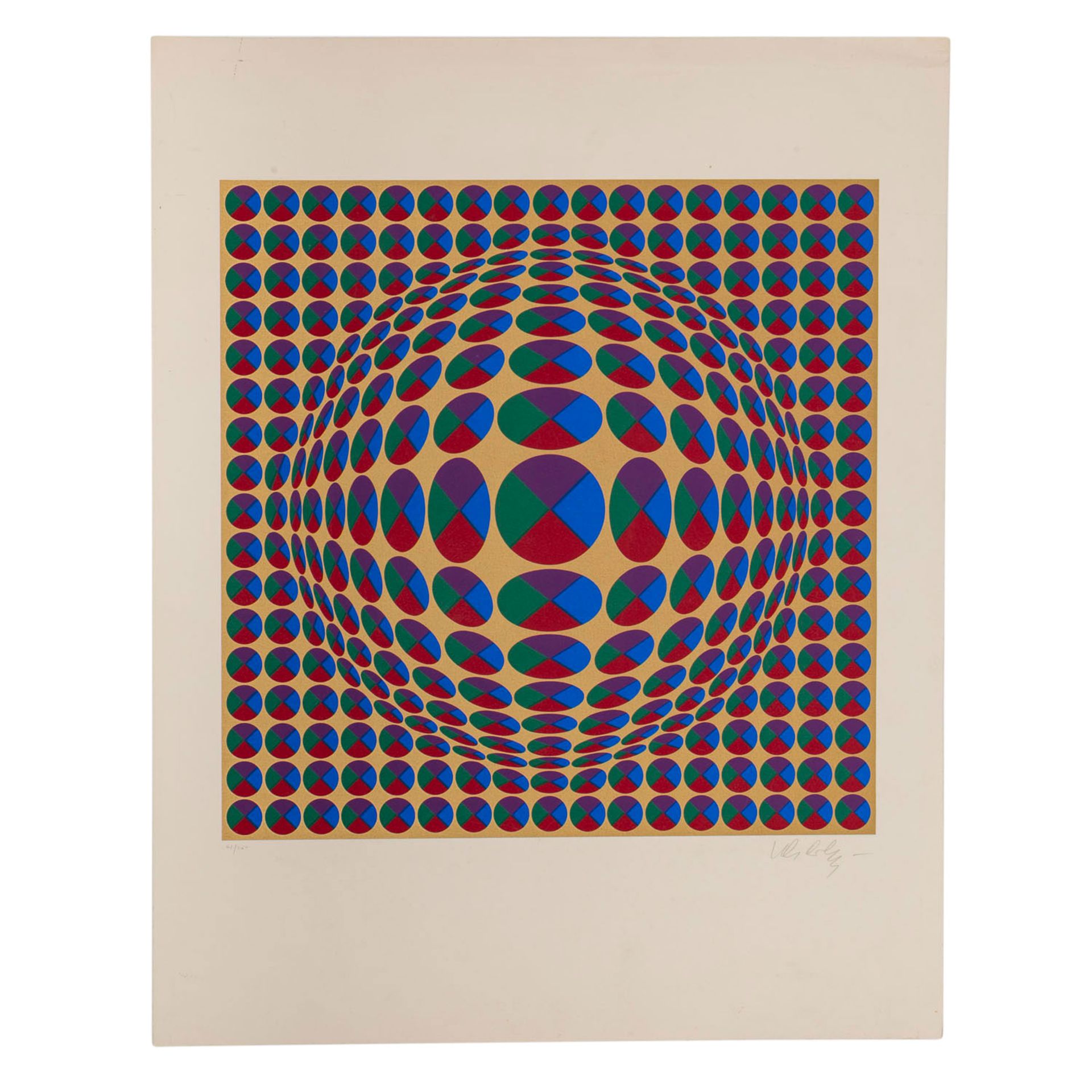 VASARELY, VICTOR (1906-1997), "Op-Art-Komposition auf Gold", - Image 2 of 5